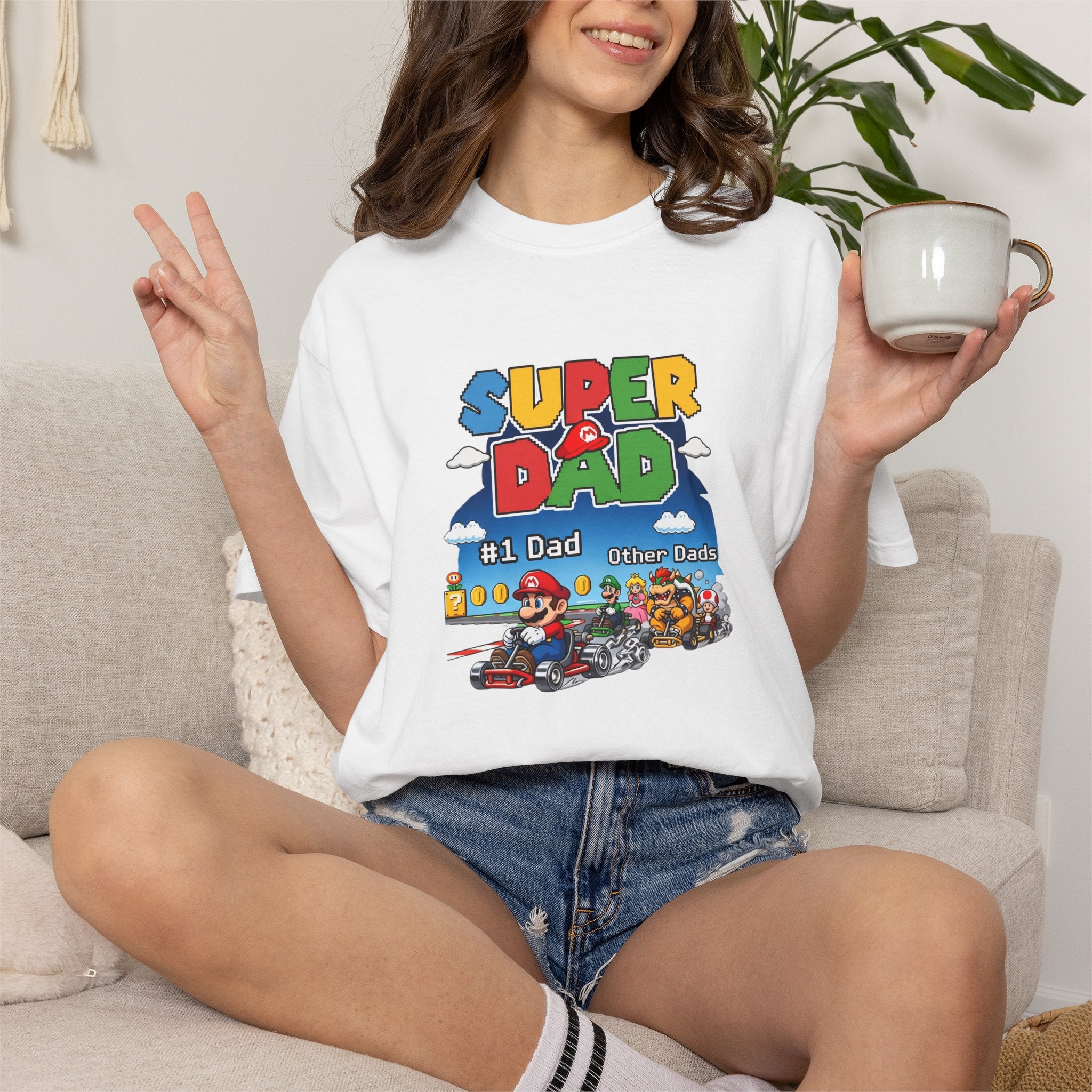 T-Shirt — "Super Dad" Retro Racing Gamer Tee (No.1 Dad)
