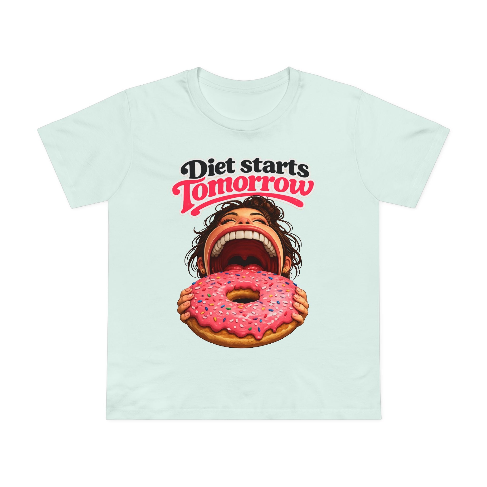 Diet Starts Tomorrow Women’s Tee — Funny Donut Graphic Shirt