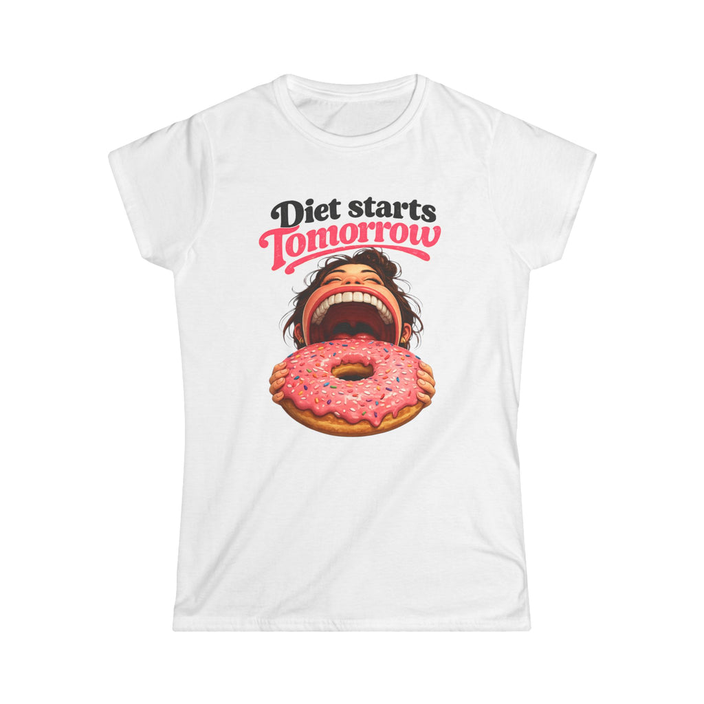 Diet Starts Tomorrow (W) T‑Shirt — Funny Donut Graphic Tee for Women