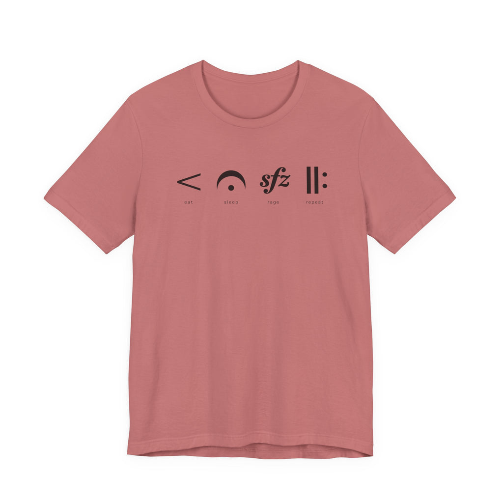 Eat, Sleep, Rage, Repeat Music Tee — Musical Symbols Graphic T-Shirt