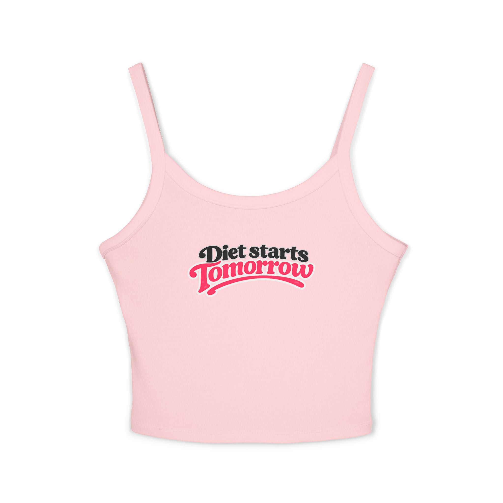 Spaghetti Tank Top — "Diet Starts Tomorrow" Graphic Crop Tank
