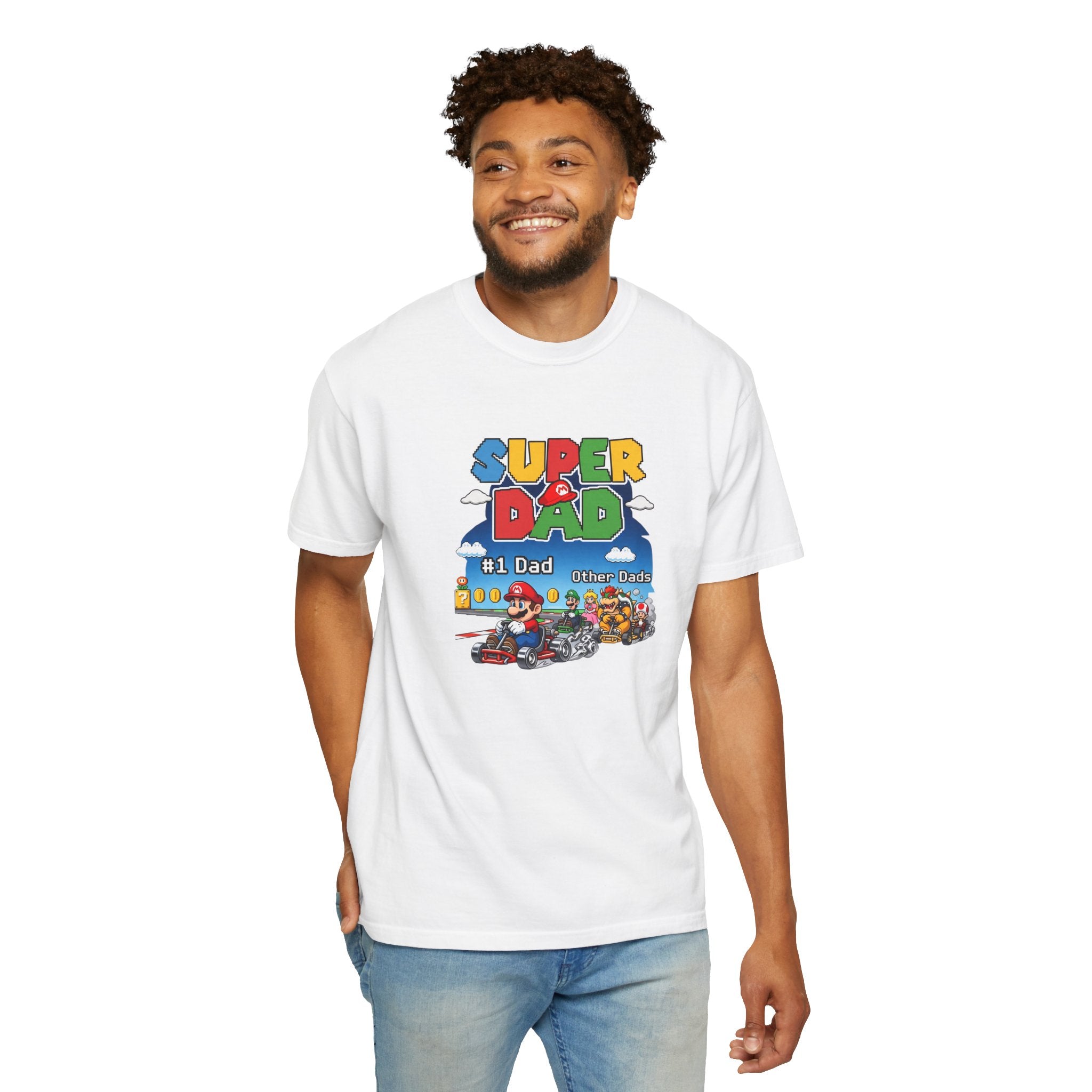 T-Shirt — "Super Dad" Retro Racing Gamer Tee (No.1 Dad)