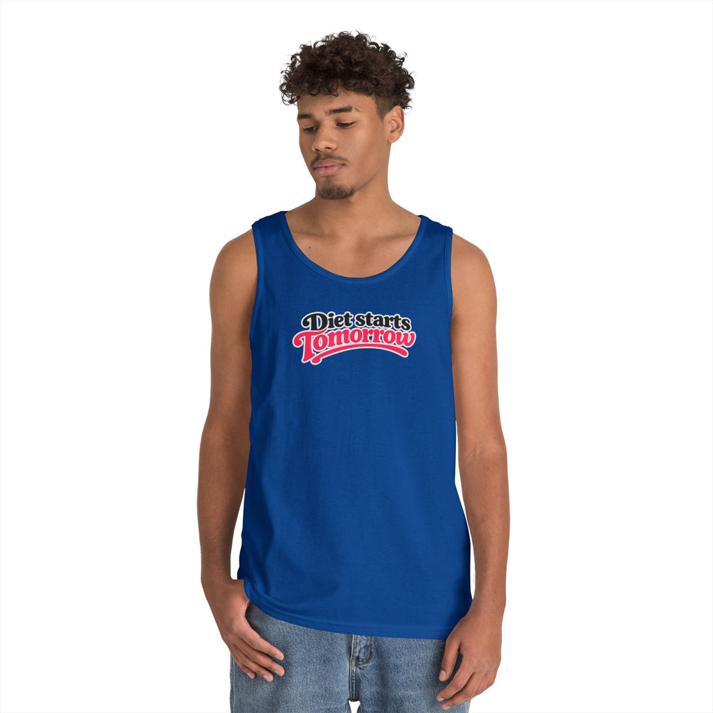 Diet Starts Tomorrow Tank Top — Funny Retro Script Fitness Tee