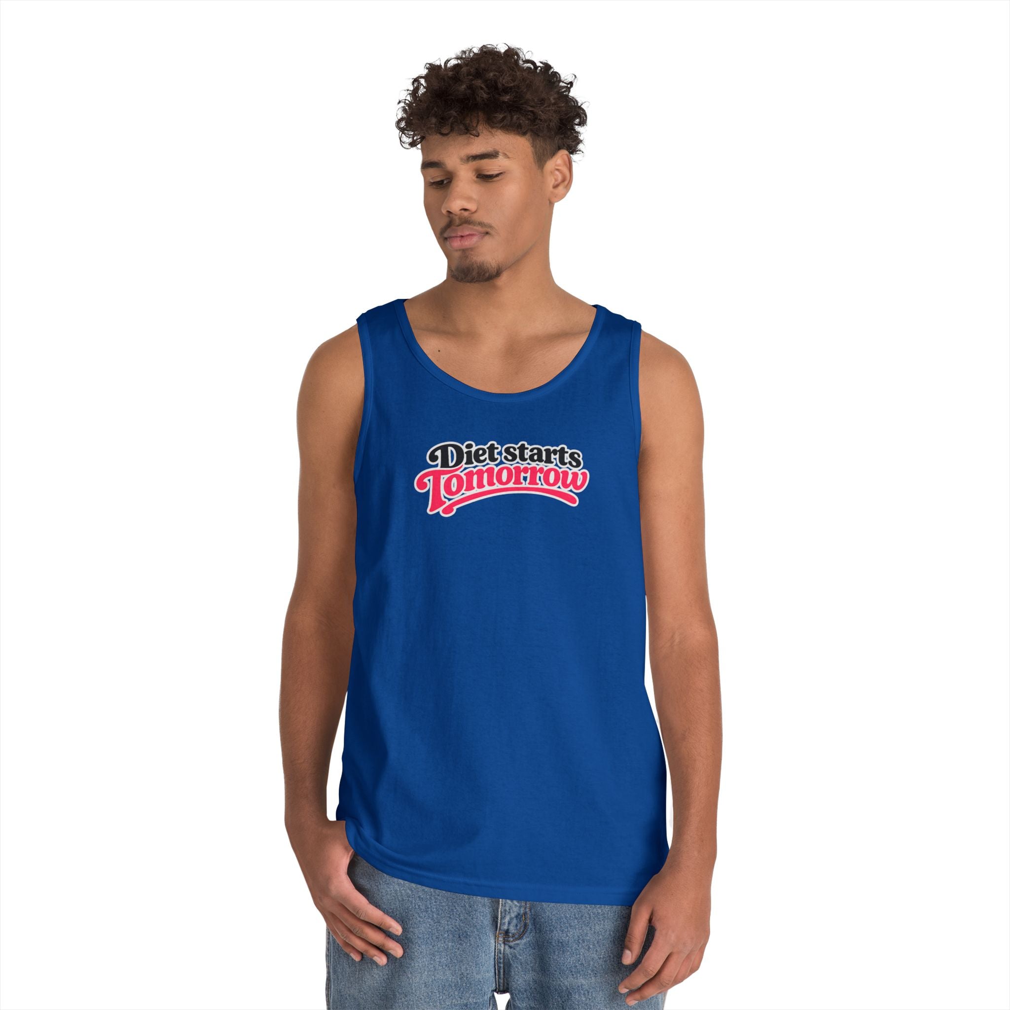 Diet Starts Tomorrow Tank Top — Funny Retro Script Fitness Tee