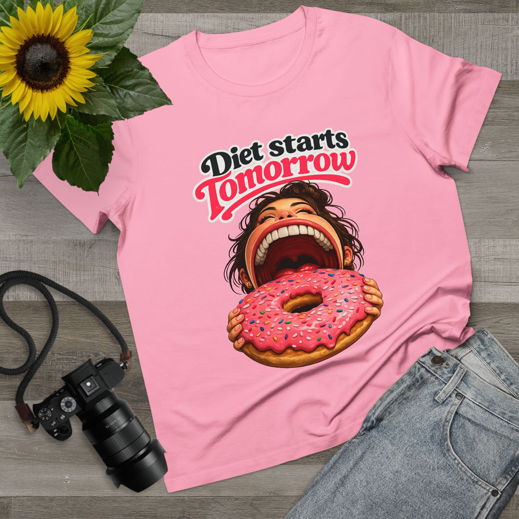 Diet Starts Tomorrow Women’s Tee — Funny Donut Graphic Shirt