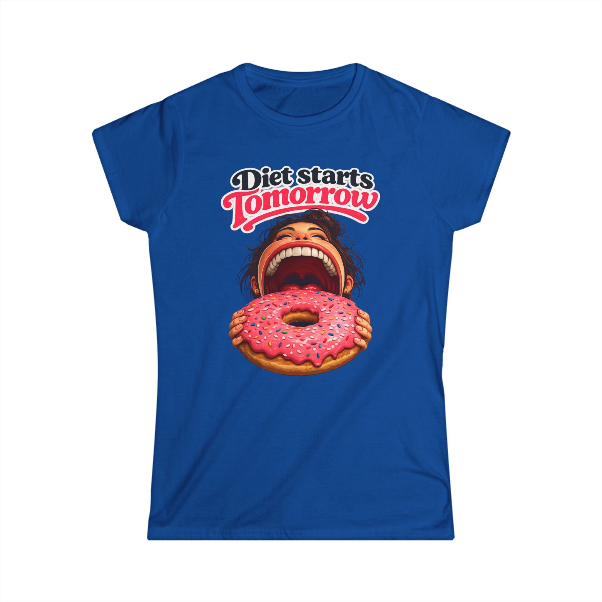 Diet Starts Tomorrow (W) T‑Shirt — Funny Donut Graphic Tee for Women