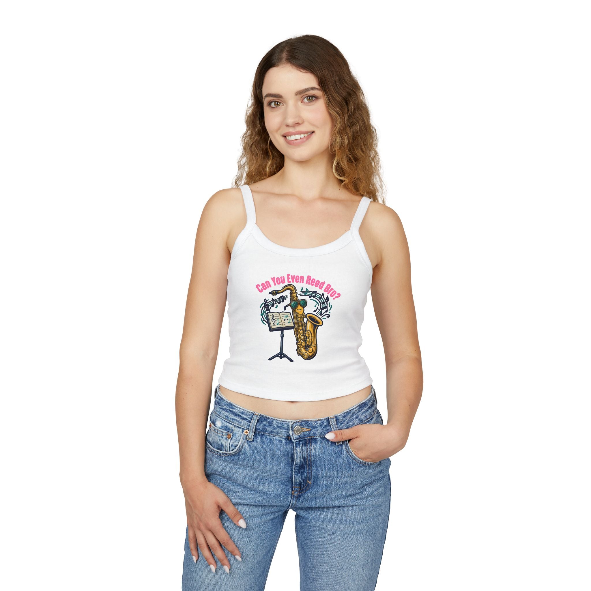 Saxophone Jazz Crop Tank — "Can You Even Reed Bro?" (W) - Music Lover Gift