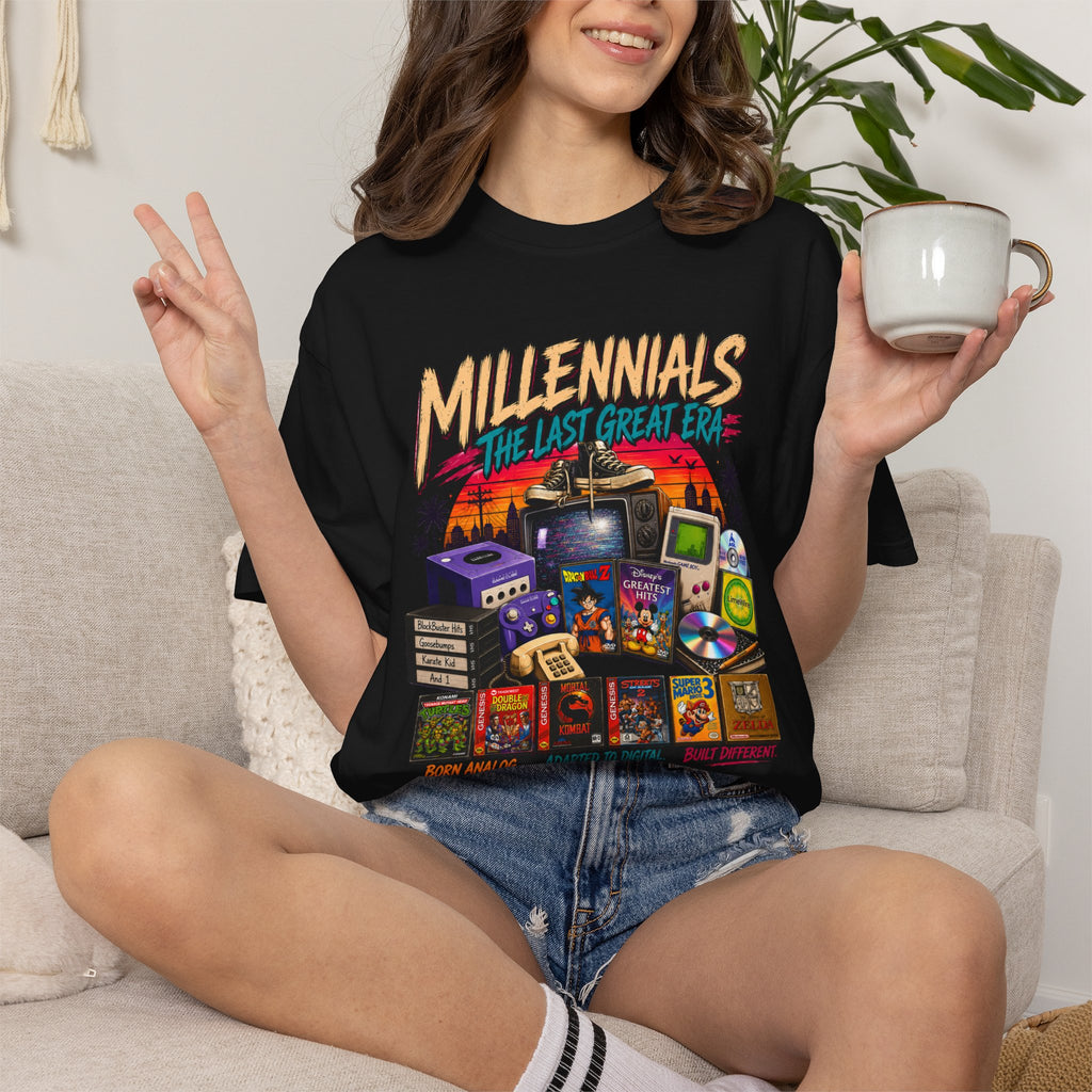 Millennials Retro Throwback T-Shirt — 90s Nostalgia Gaming & Pop Culture Tee