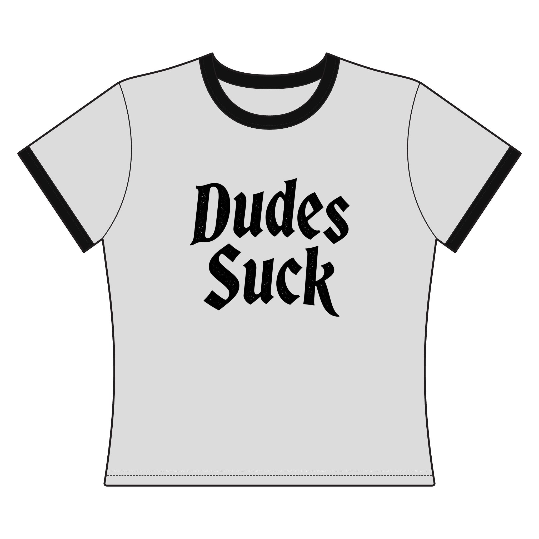 'Dudes Suck' Gothic Graphic Ringer Tee
