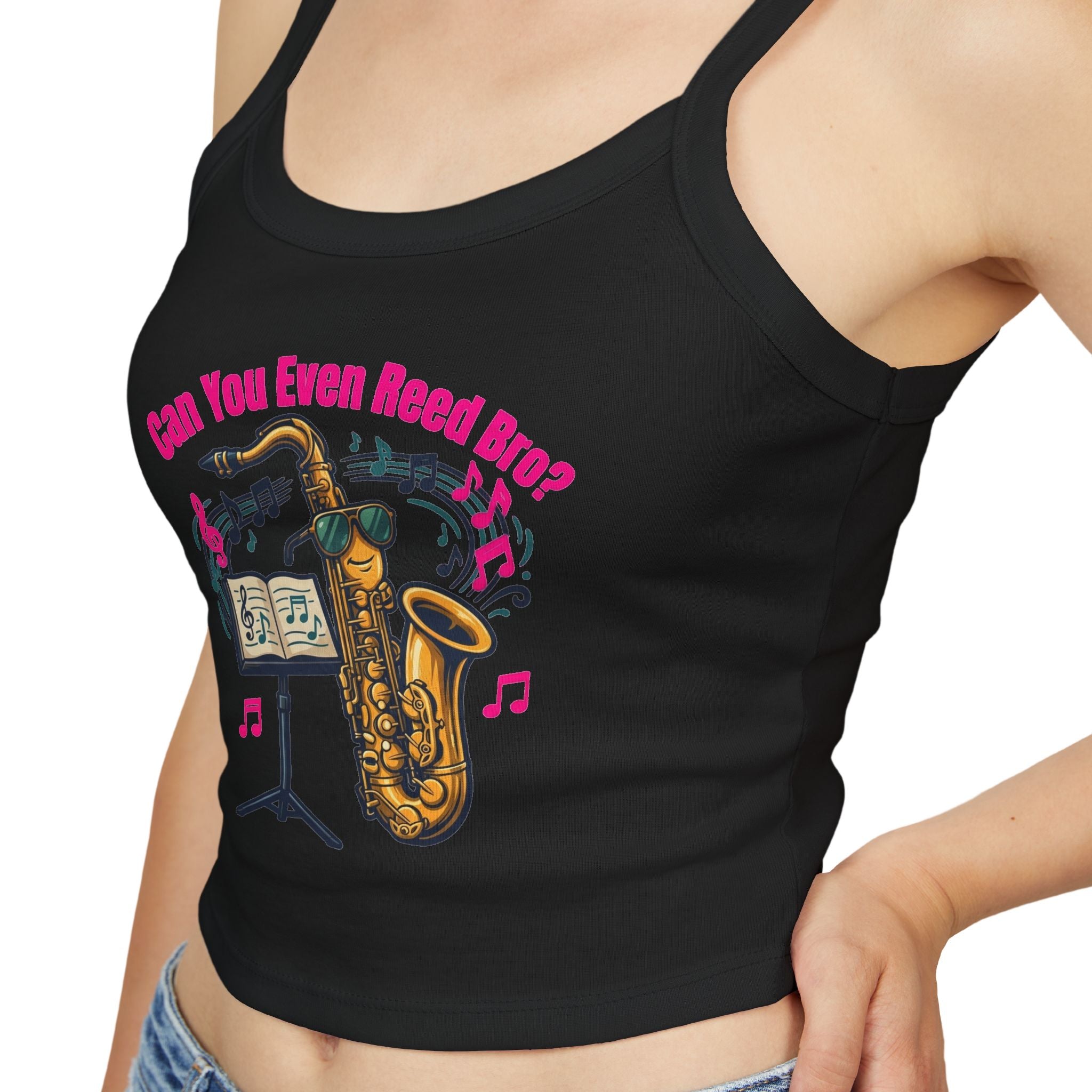 Saxophone Jazz Crop Tank — "Can You Even Reed Bro?" (W) - Music Lover Gift