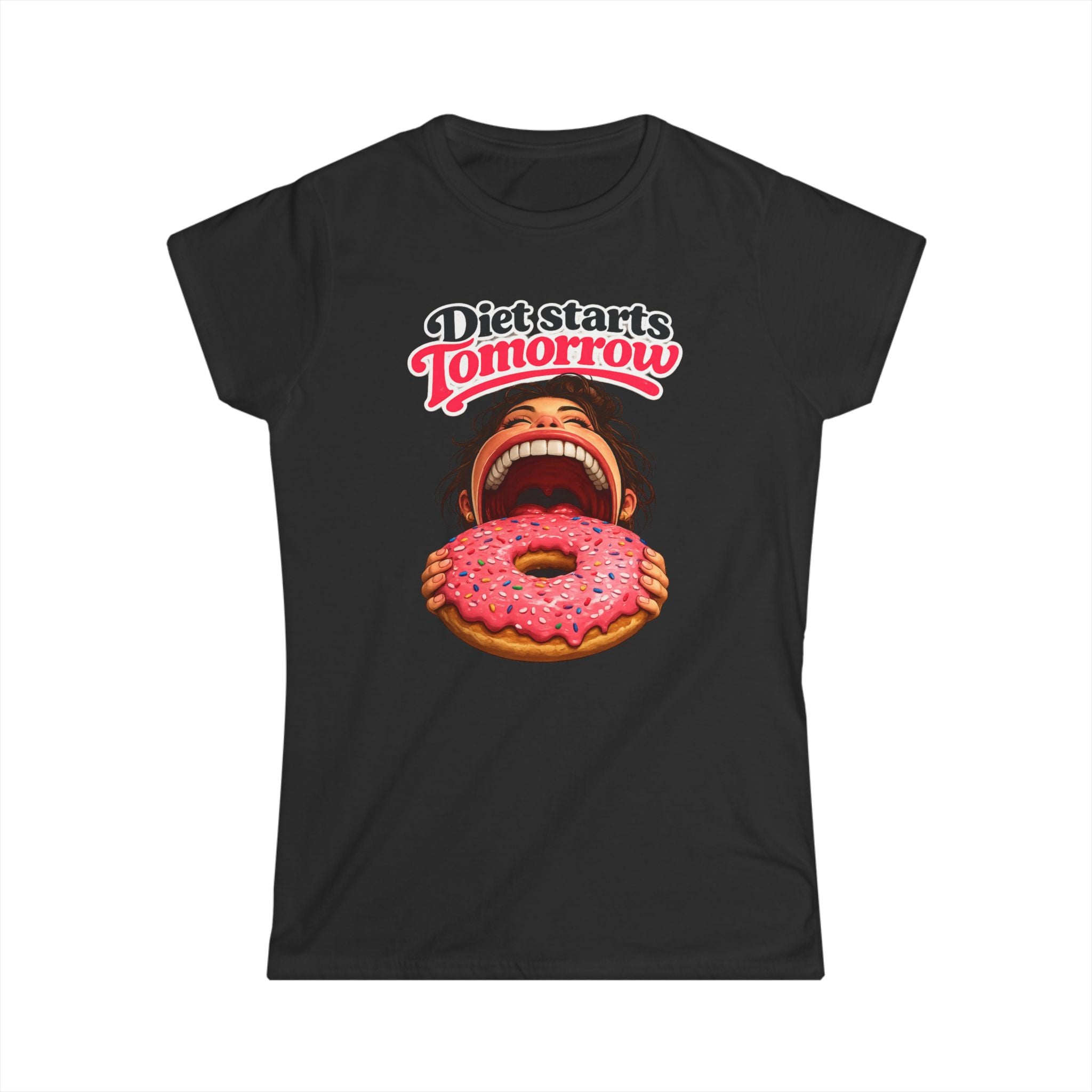 Diet Starts Tomorrow (W) T‑Shirt — Funny Donut Graphic Tee for Women