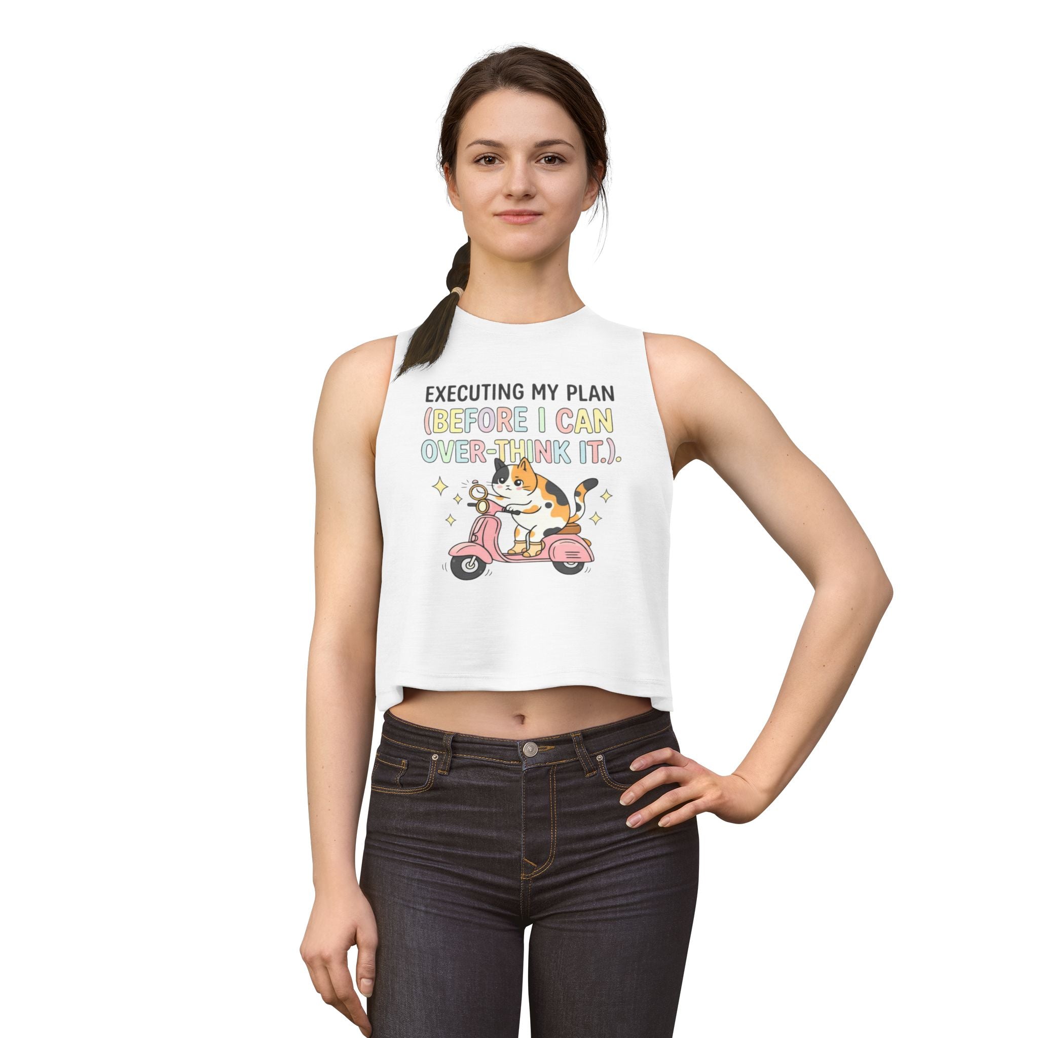 Cute Cat Scooter Crop Top — "Executing My Plan (Before I Can Over-Think It)"