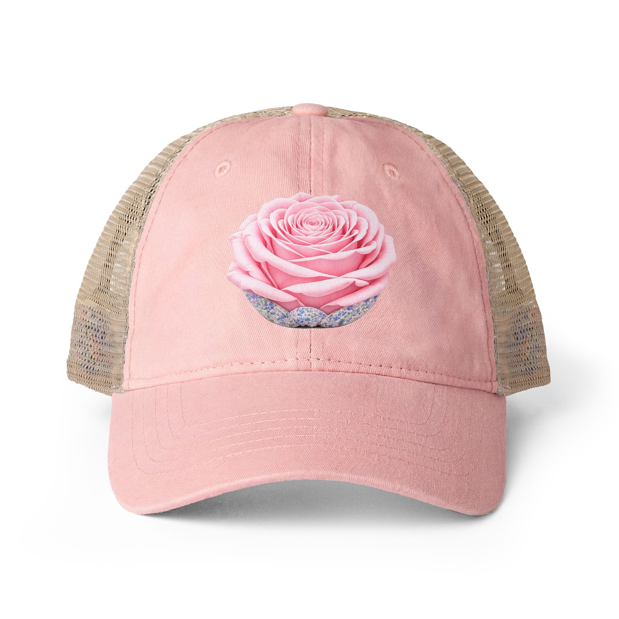 Rose Floral - Women's Washed Mesh-Back Cap