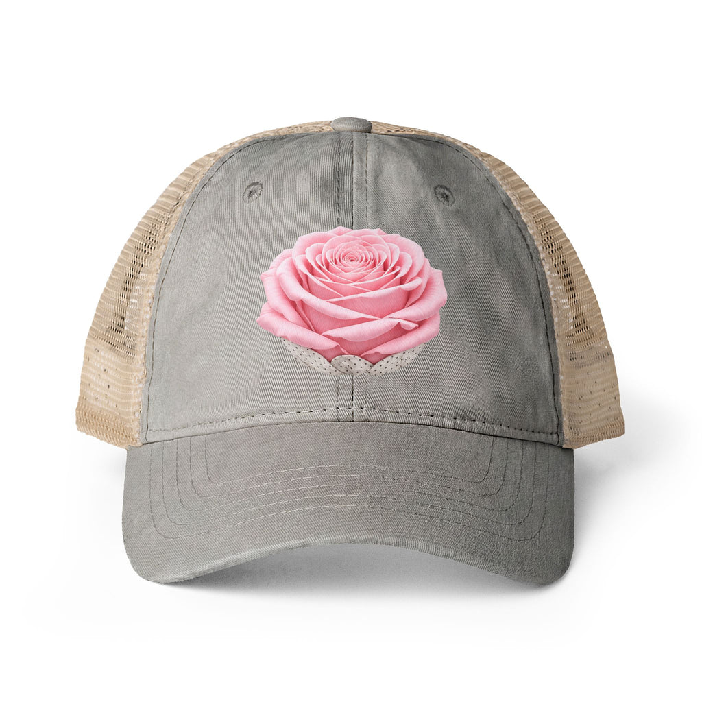 Women's Rose inspired Washed Mesh-Back Cap