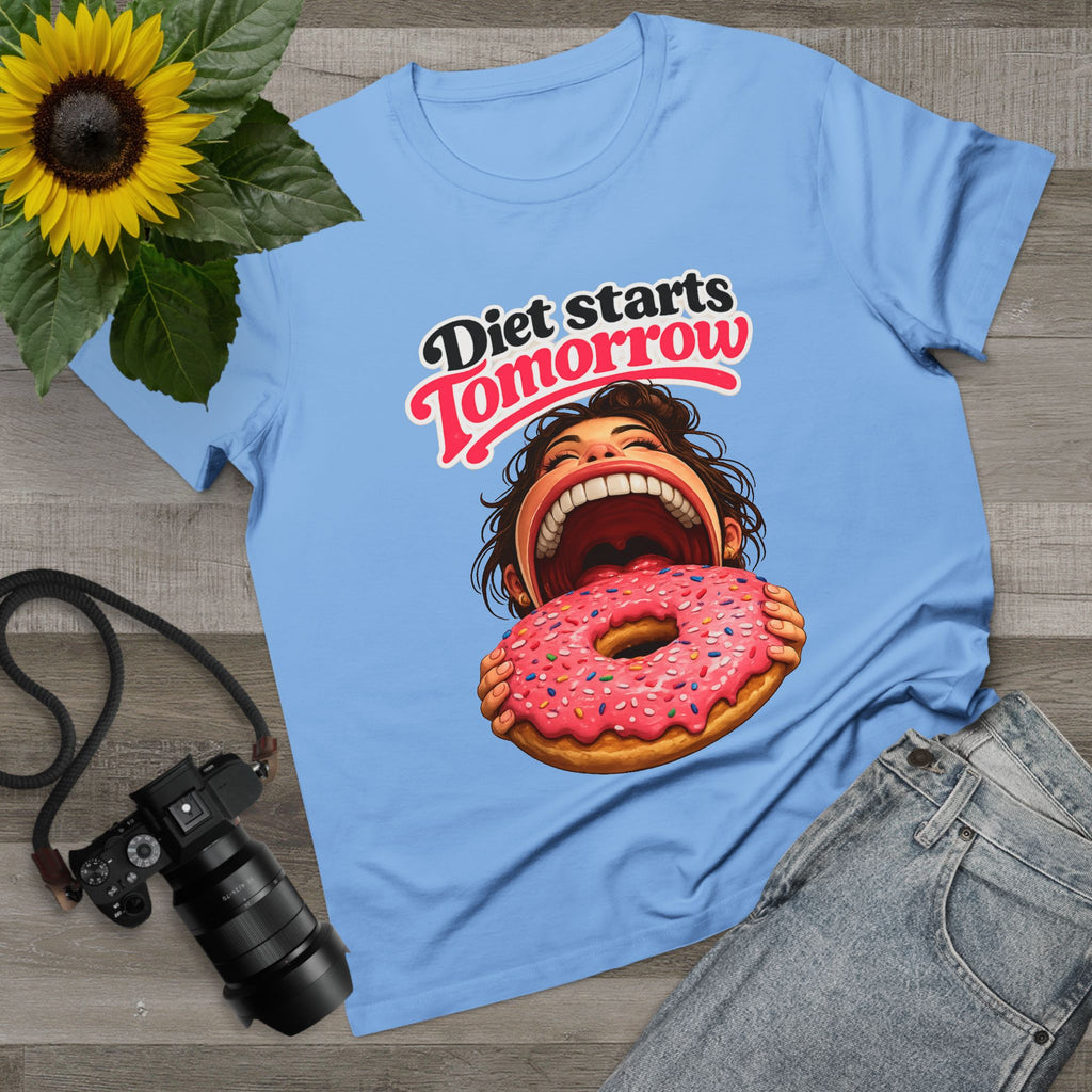 Diet Starts Tomorrow Women’s Tee — Funny Donut Graphic Shirt