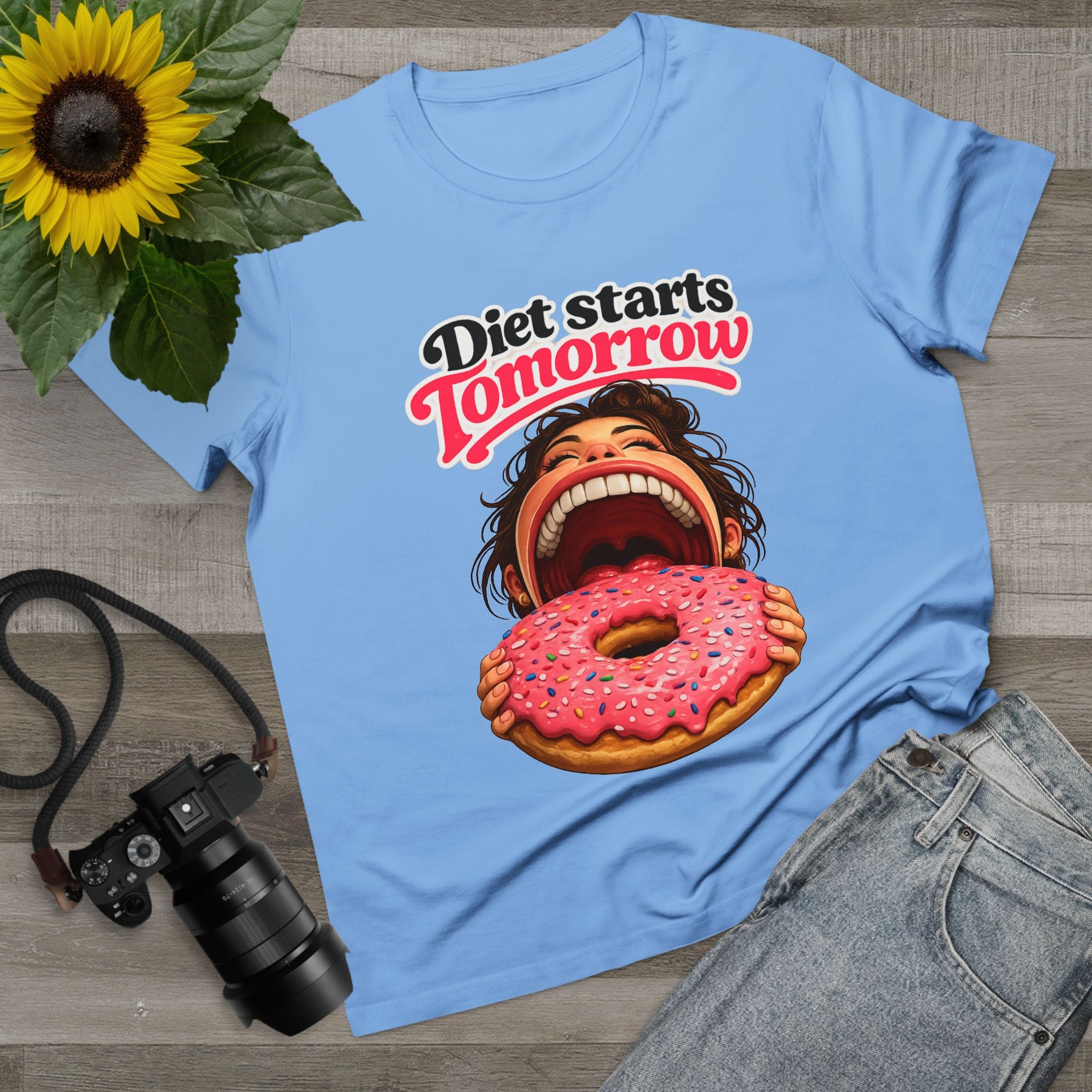Diet Starts Tomorrow Women’s Tee — Funny Donut Graphic Shirt