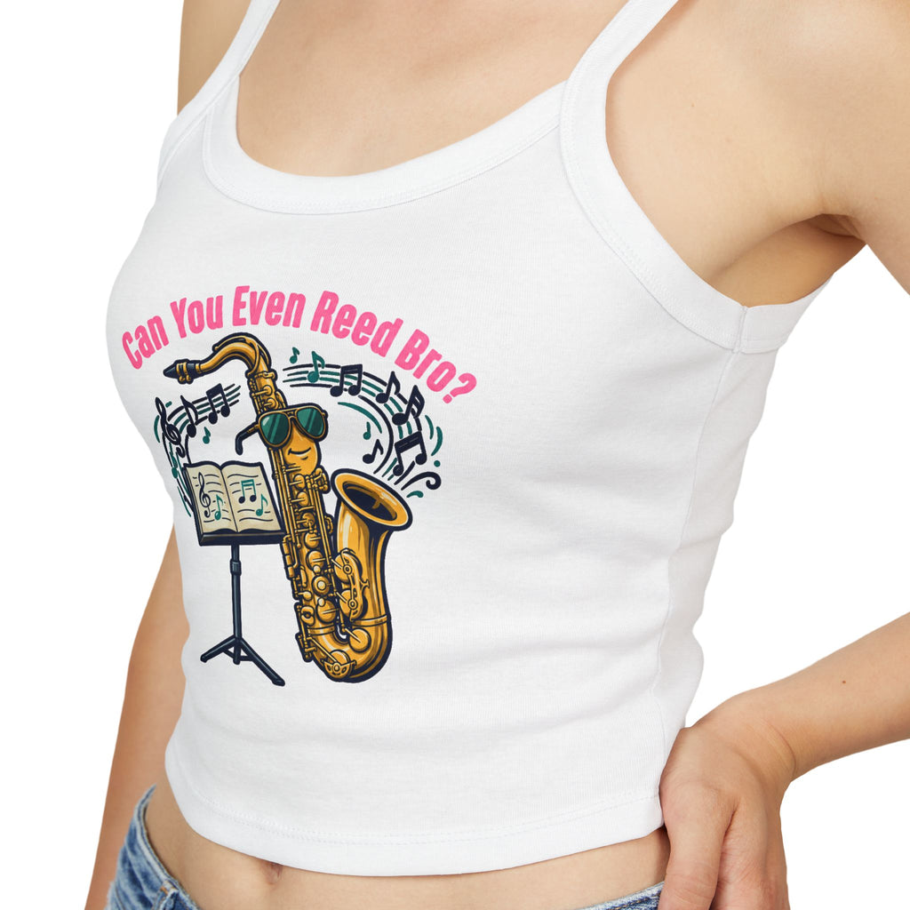 Saxophone Jazz Crop Tank — "Can You Even Reed Bro?" (W) - Music Lover Gift