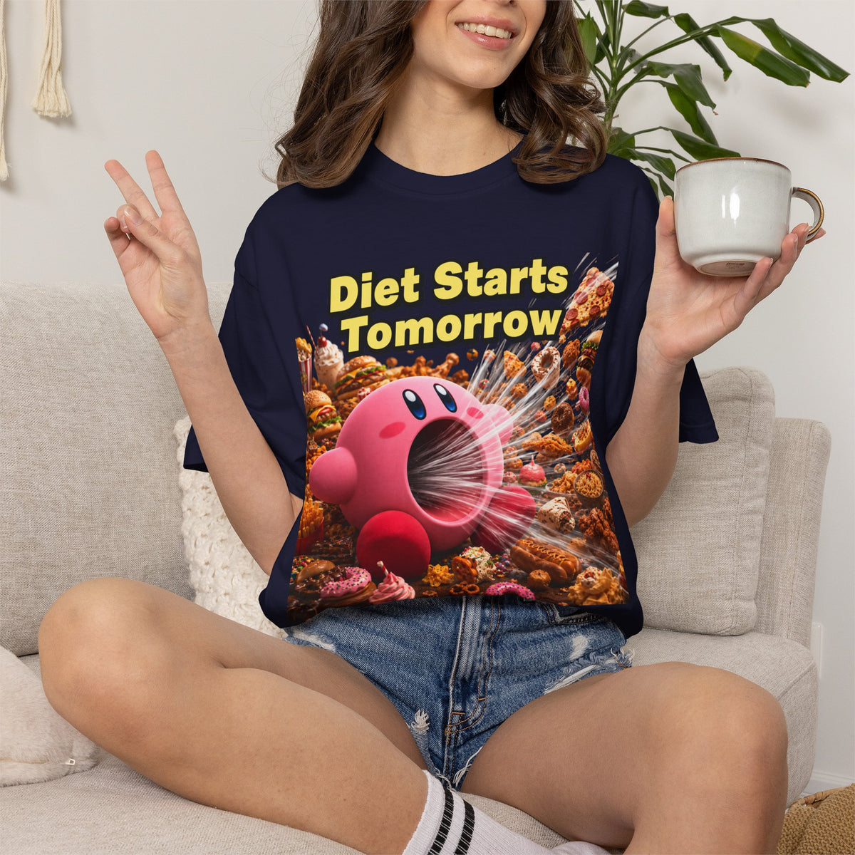 Kirby - Diet Starts Tomorrow T‑Shirt —  Food Humor Graphic Tee