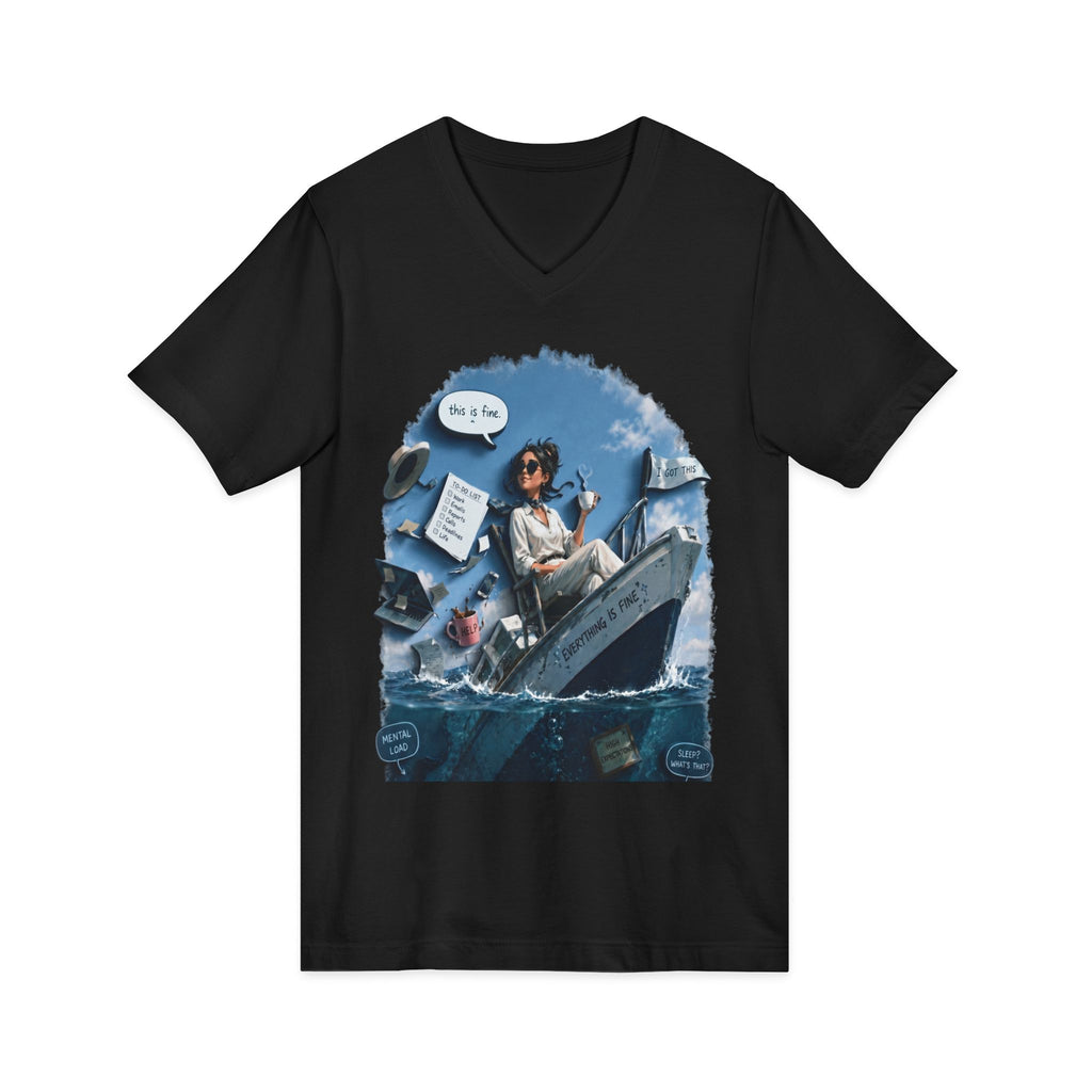 Copy of Captain Relaxing on Boat V-Neck Tee – Vintage Nautical Fishing Shirt