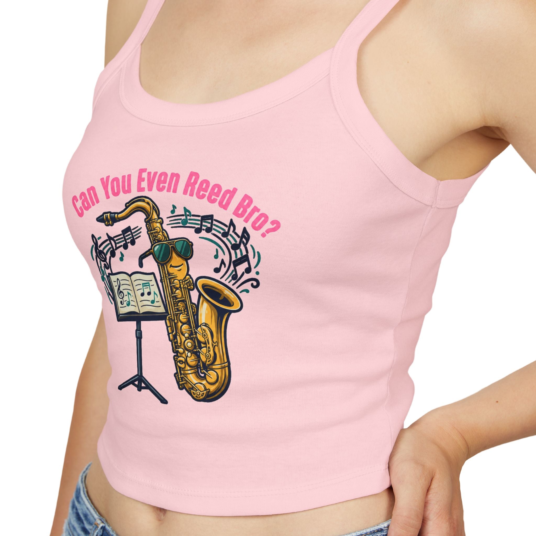 Saxophone Jazz Crop Tank — "Can You Even Reed Bro?" (W) - Music Lover Gift