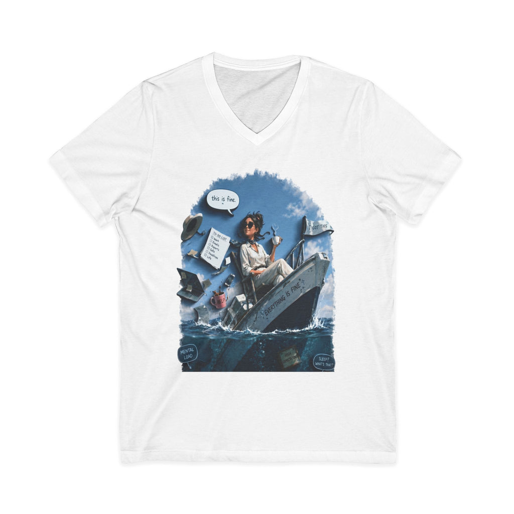 Copy of Captain Relaxing on Boat V-Neck Tee – Vintage Nautical Fishing Shirt