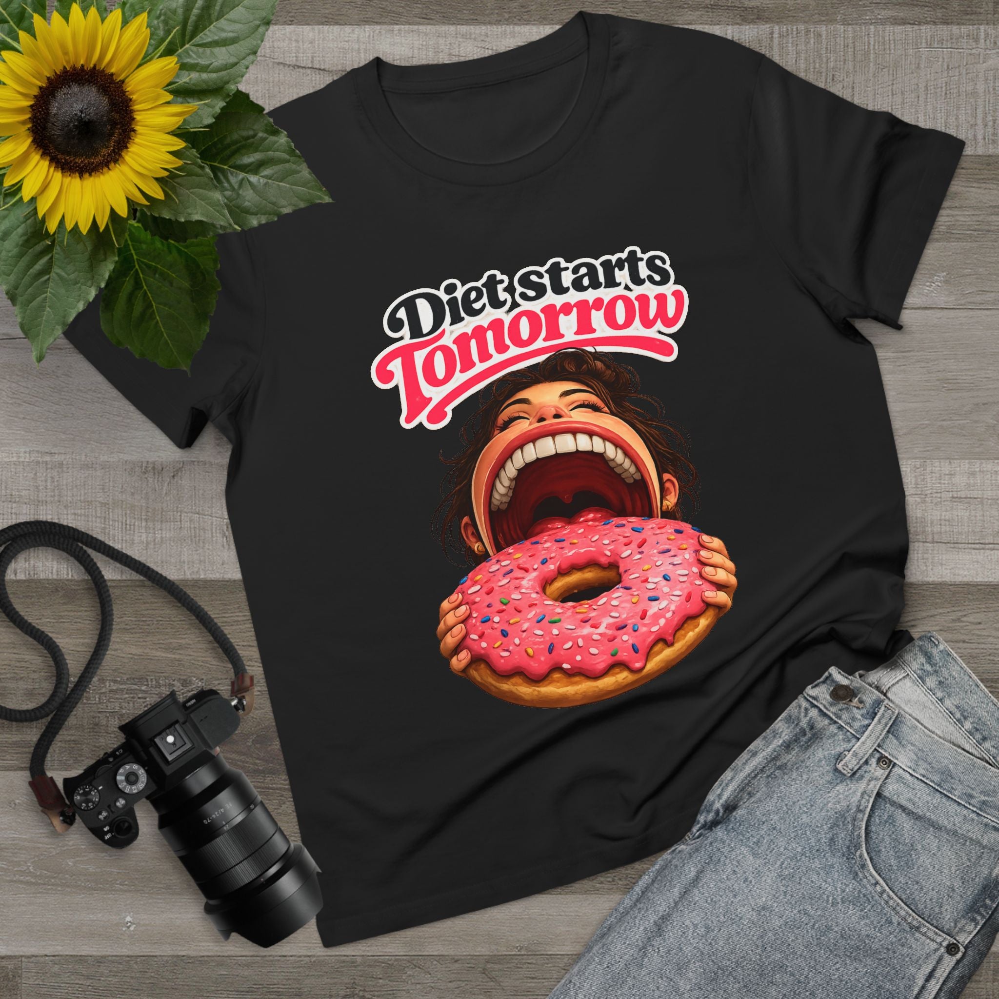 Diet Starts Tomorrow Women’s Tee — Funny Donut Graphic Shirt