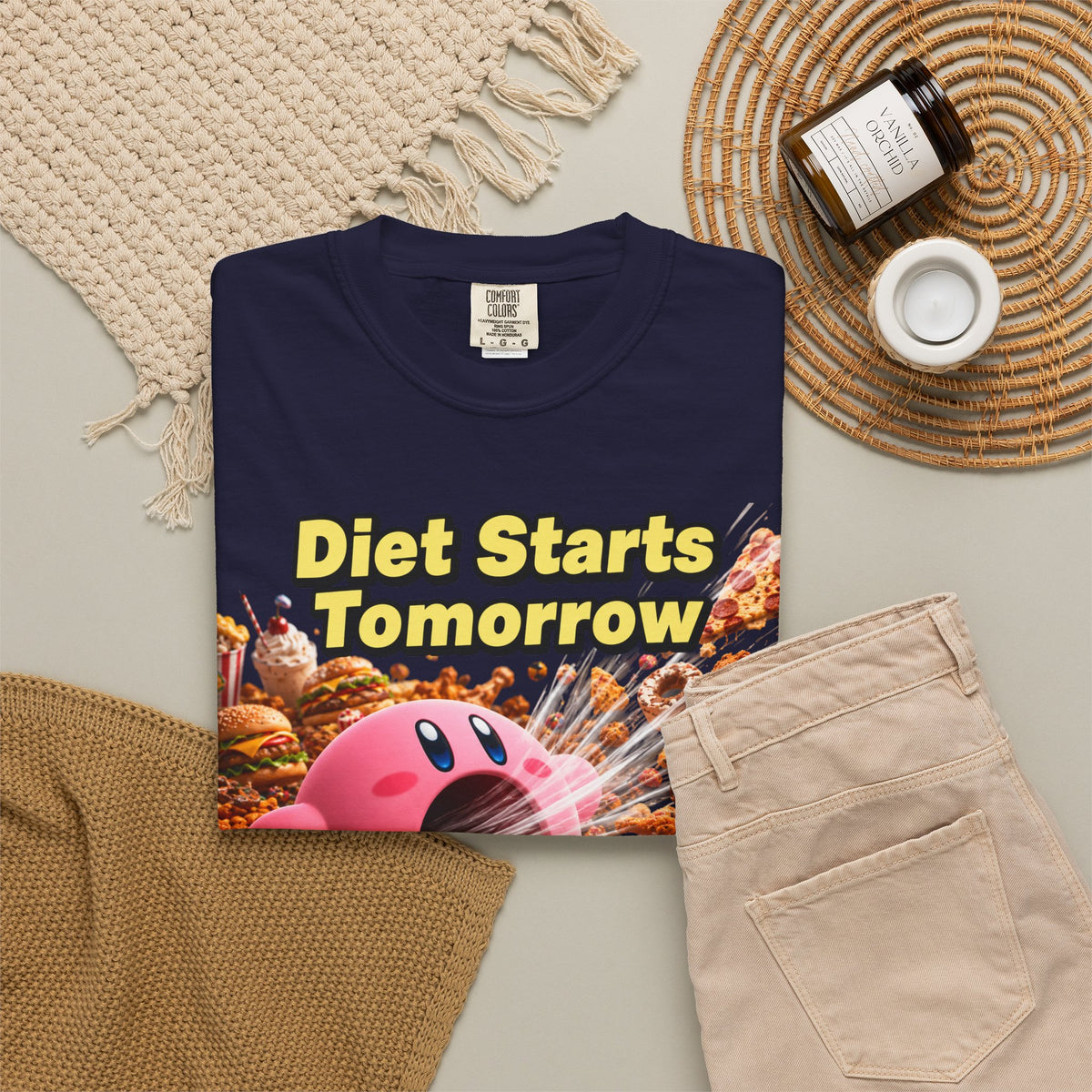 Kirby - Diet Starts Tomorrow T‑Shirt —  Food Humor Graphic Tee