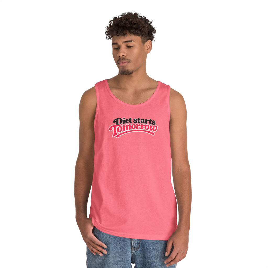 Diet Starts Tomorrow Tank Top — Funny Retro Script Fitness Tee