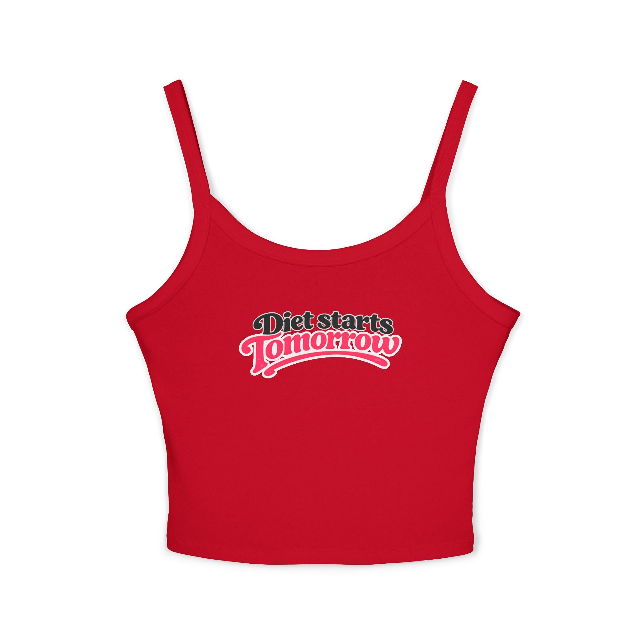 Spaghetti Tank Top — "Diet Starts Tomorrow" Graphic Crop Tank