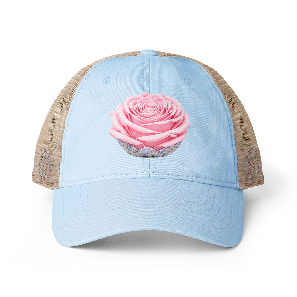 Rose Floral - Women's Washed Mesh-Back Cap