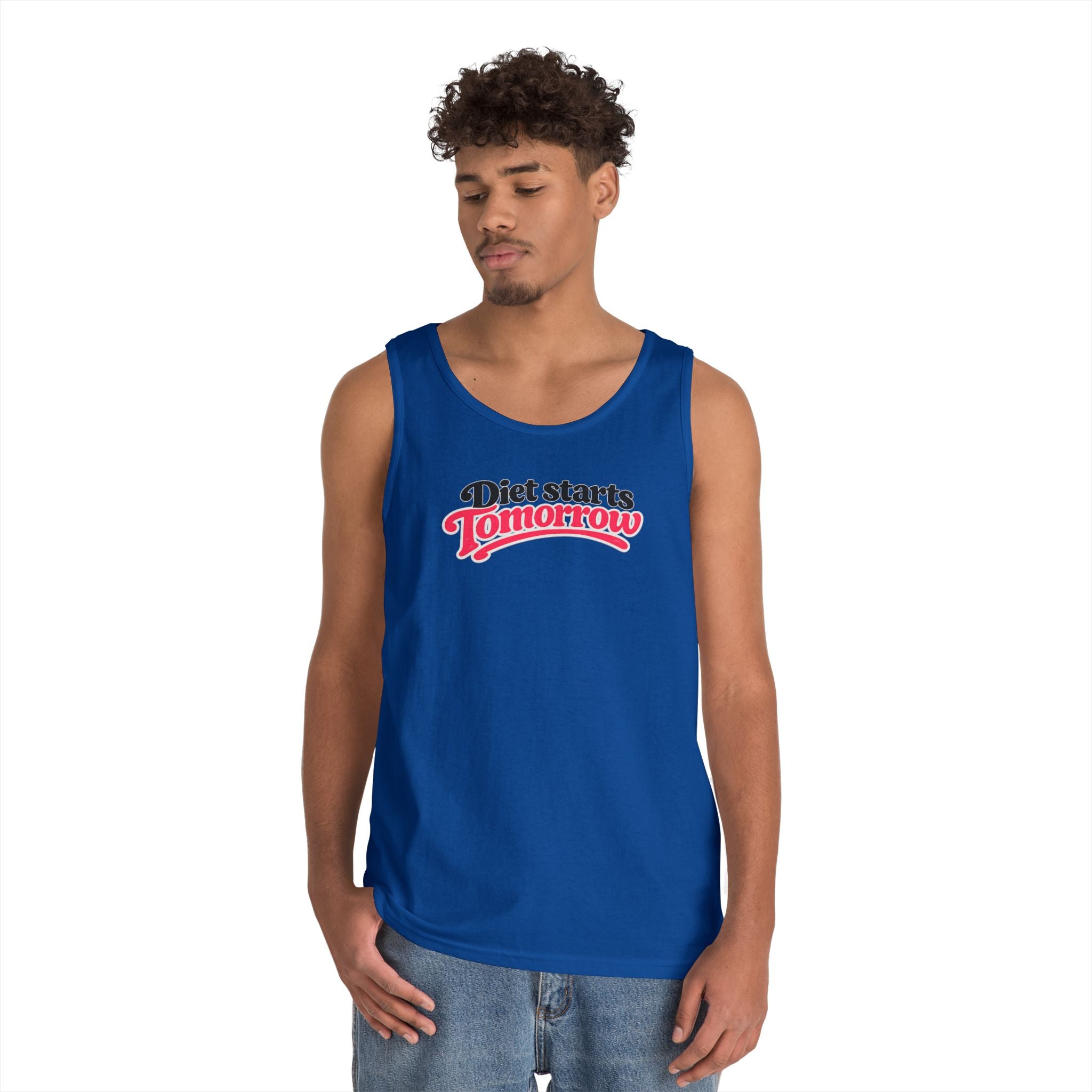 Diet Starts Tomorrow Tank Top — Funny Retro Script Fitness Tee