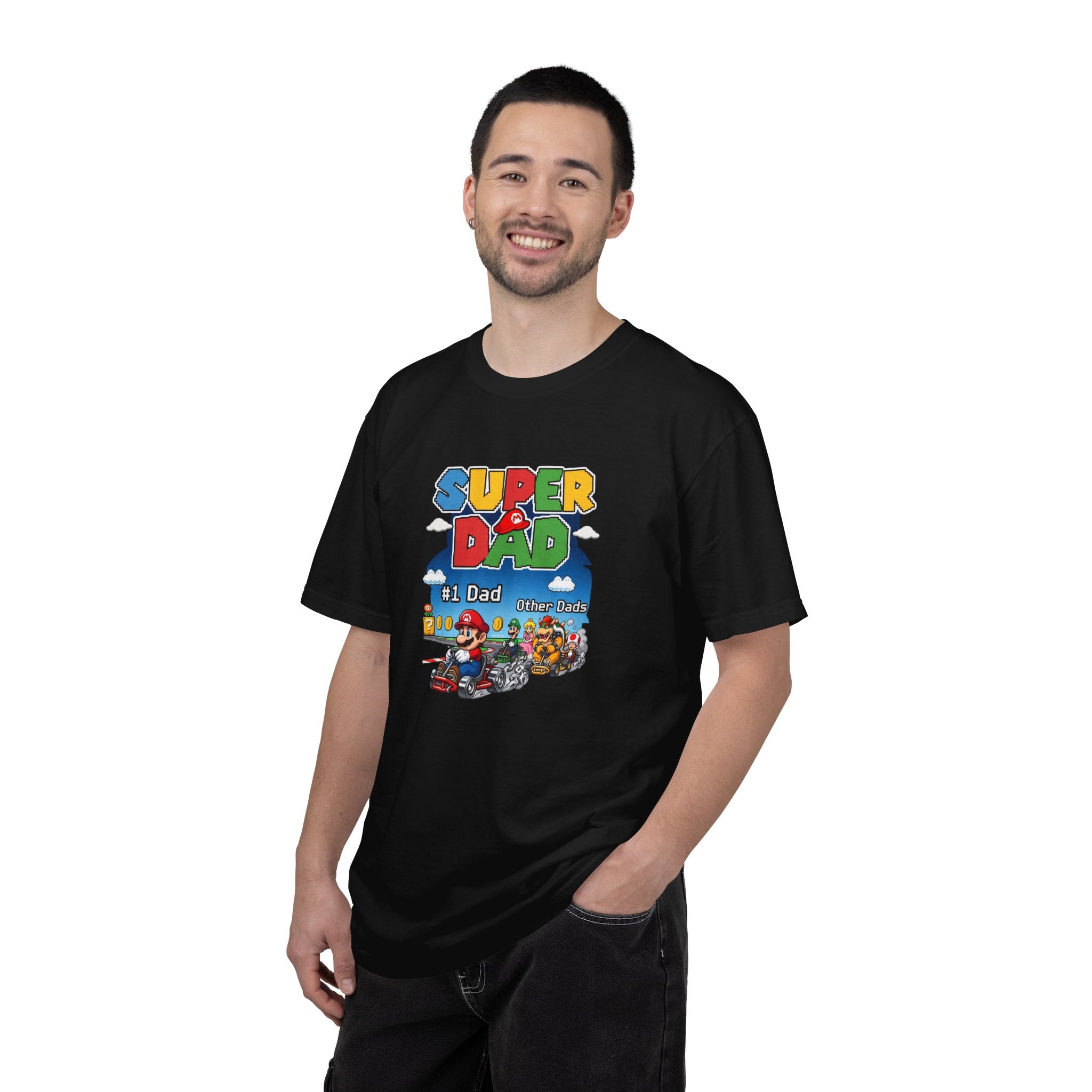 T-Shirt — "Super Dad" Retro Racing Gamer Tee (No.1 Dad)