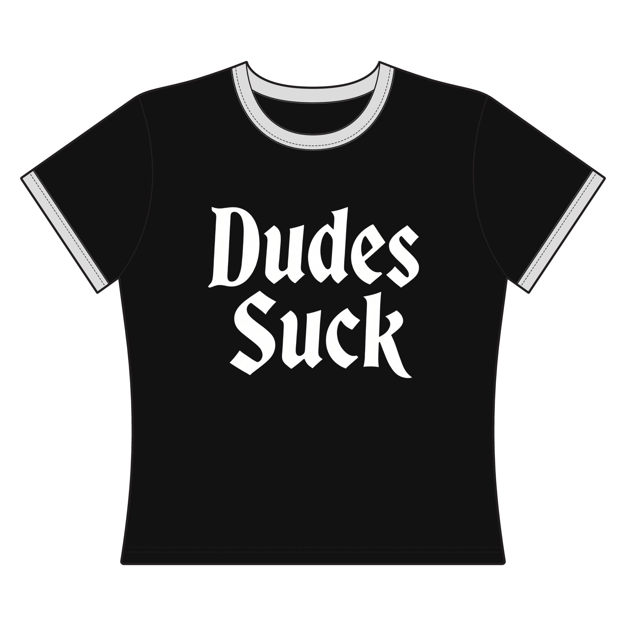 'Dudes Suck' Gothic Graphic Ringer Tee