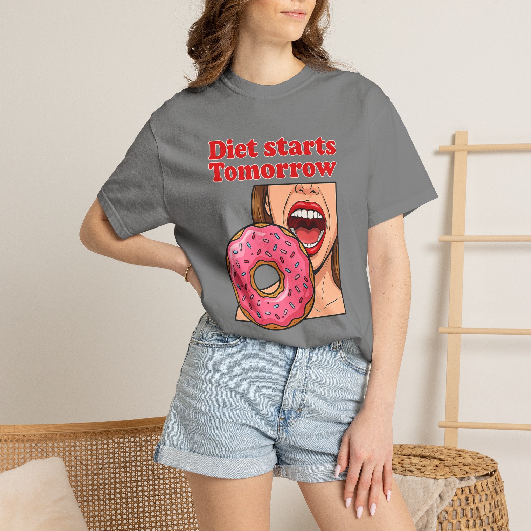 T-Shirt — "Diet Starts Tomorrow" Donut Graphic Tee