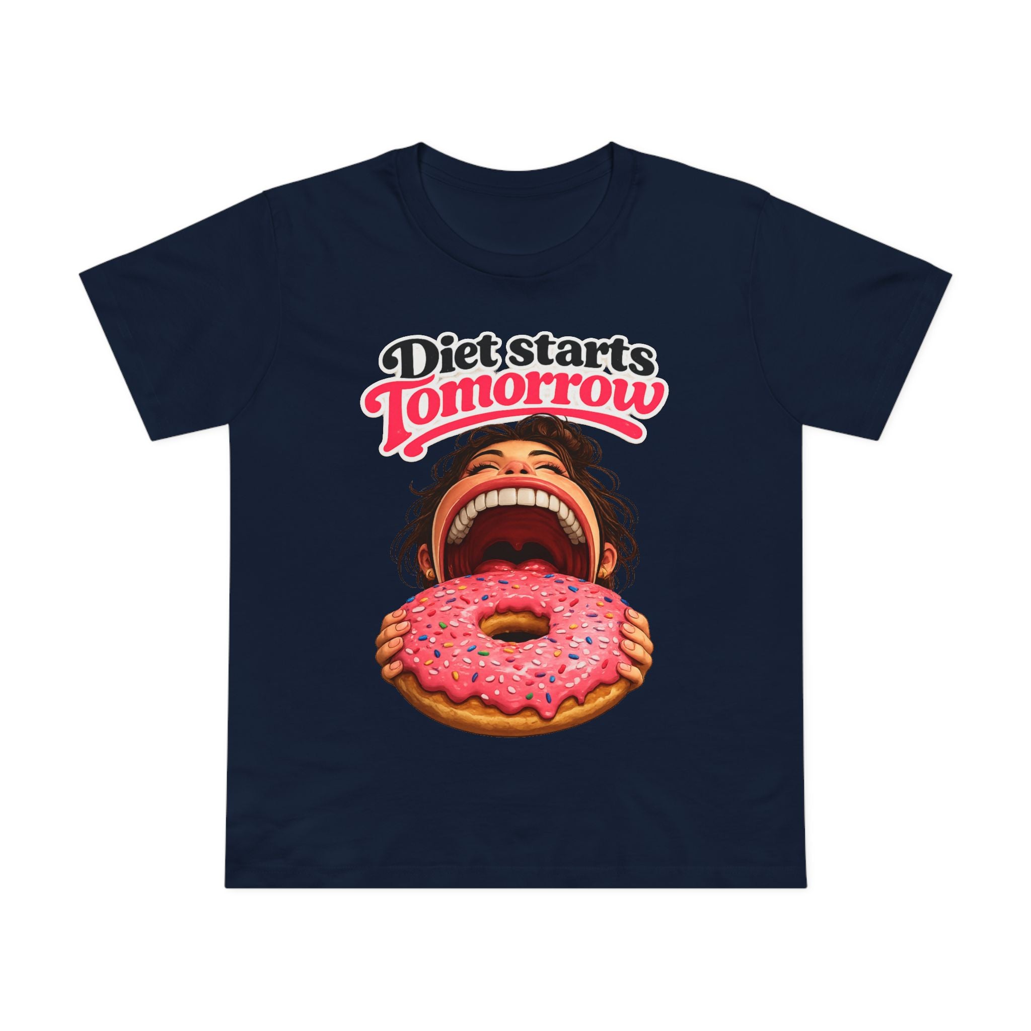 Diet Starts Tomorrow Women’s Tee — Funny Donut Graphic Shirt