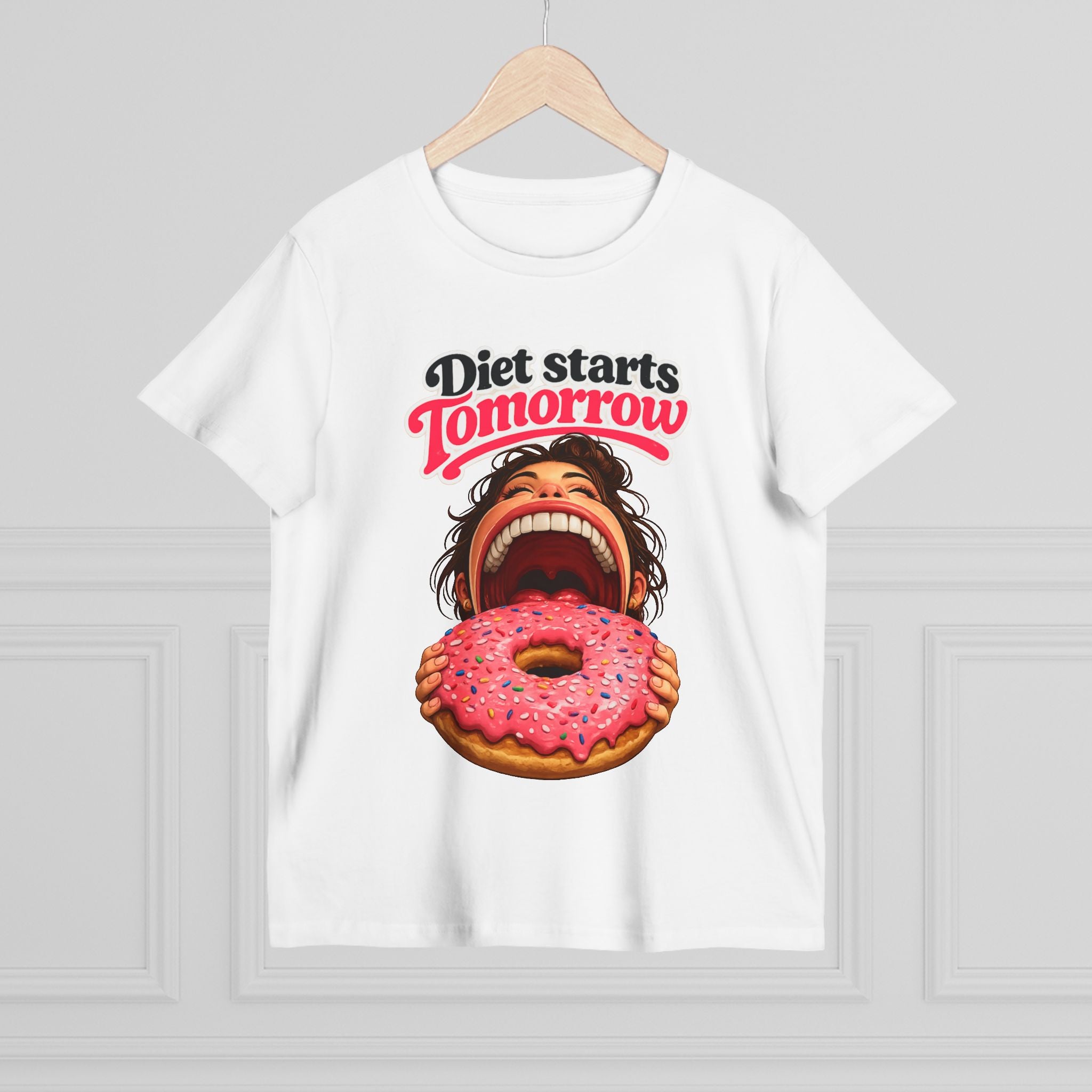 Diet Starts Tomorrow Women’s Tee — Funny Donut Graphic Shirt