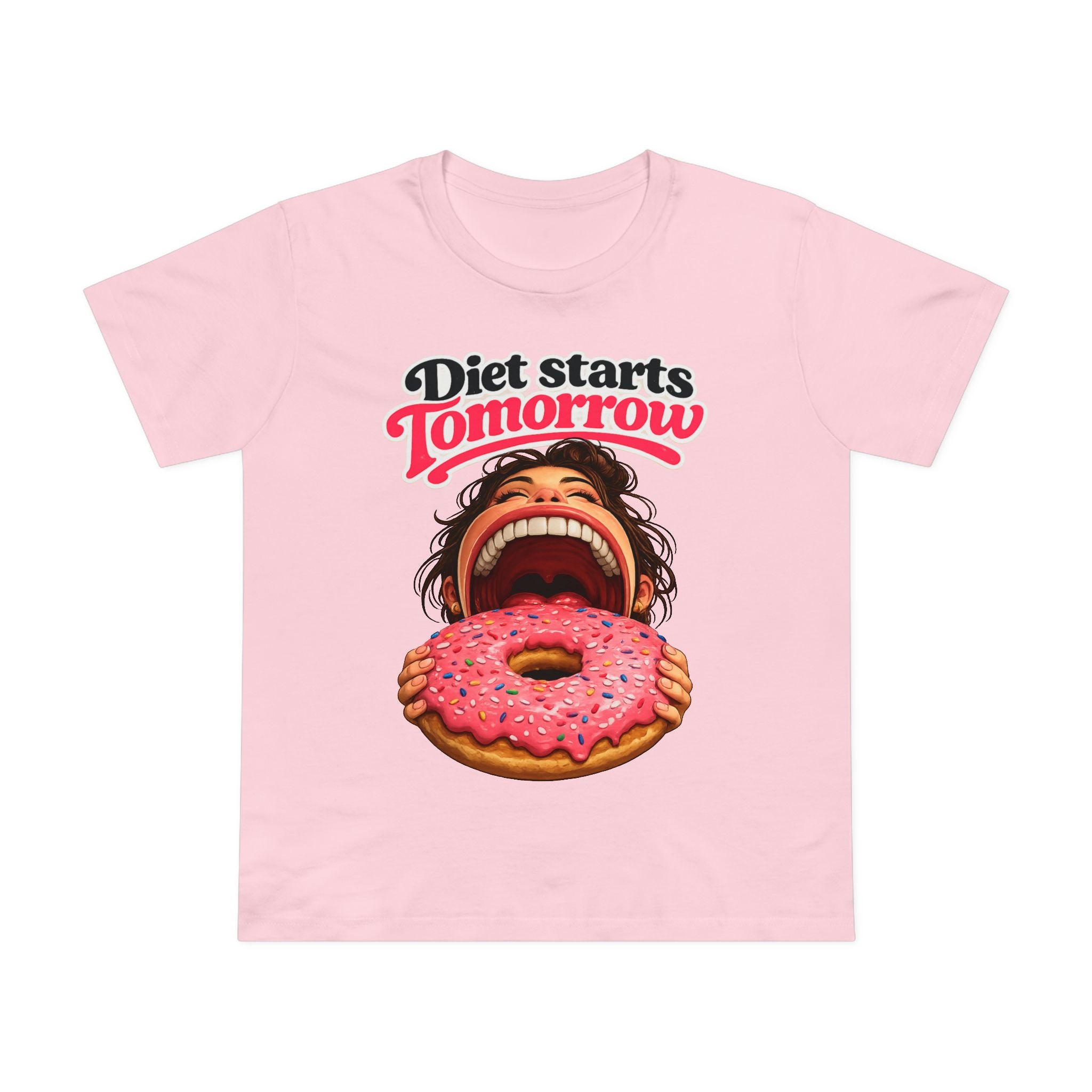 Diet Starts Tomorrow Women’s Tee — Funny Donut Graphic Shirt