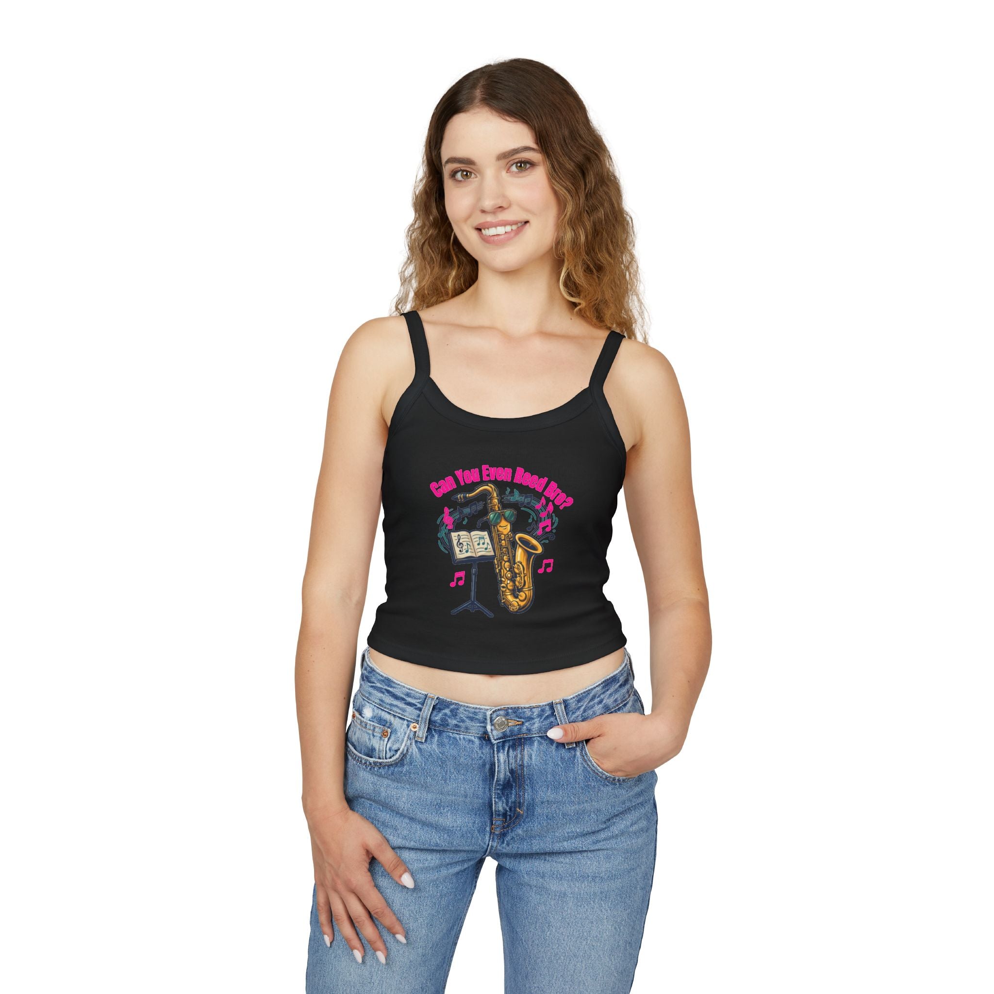 Saxophone Jazz Crop Tank — "Can You Even Reed Bro?" (W) - Music Lover Gift