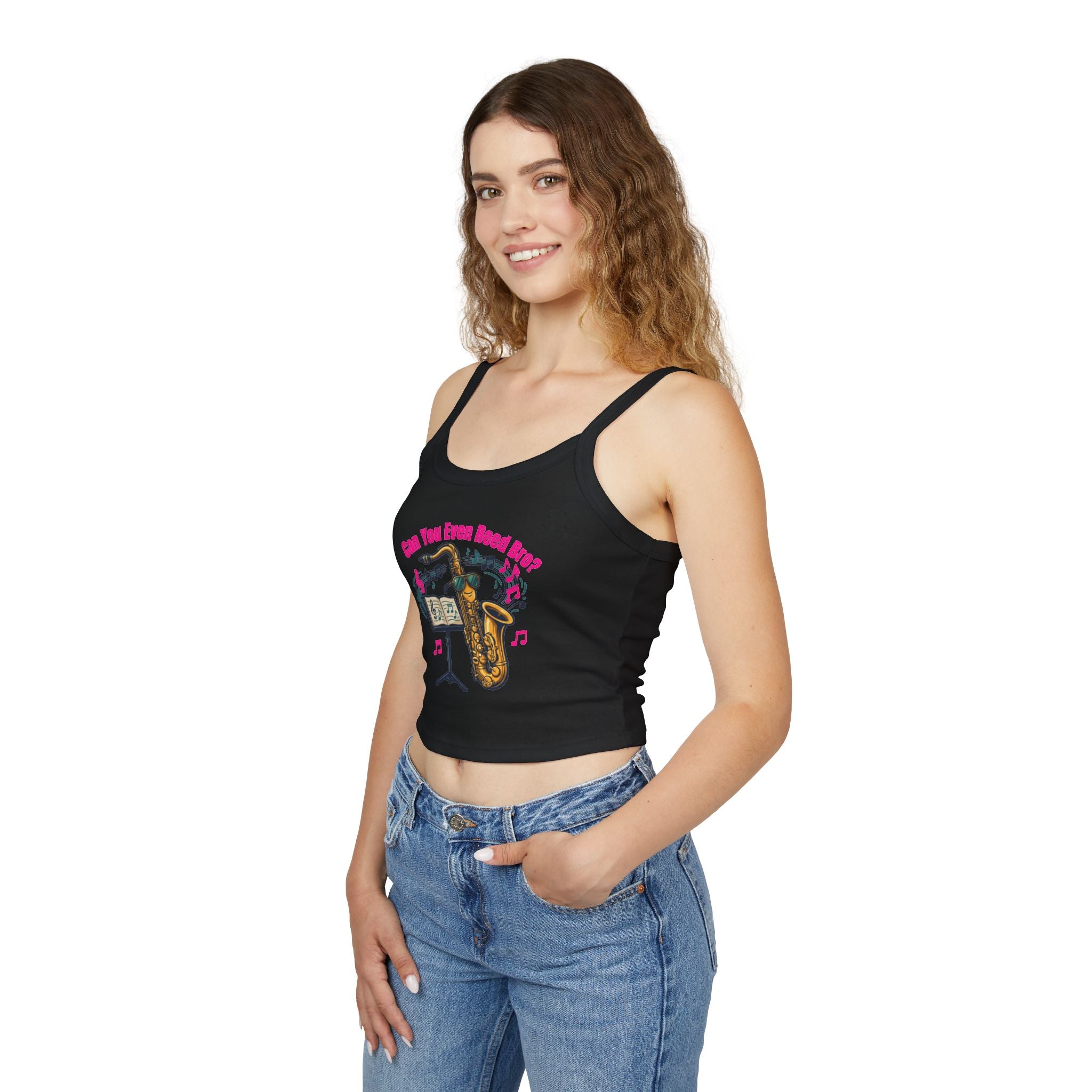 Saxophone Jazz Crop Tank — "Can You Even Reed Bro?" (W) - Music Lover Gift