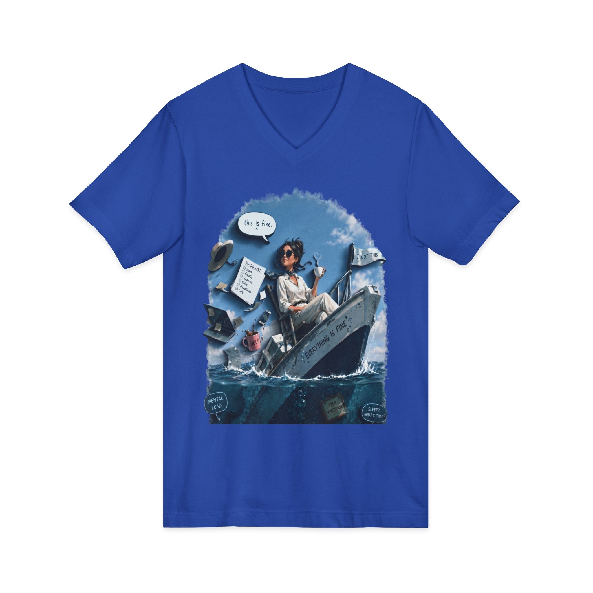 Copy of Captain Relaxing on Boat V-Neck Tee – Vintage Nautical Fishing Shirt