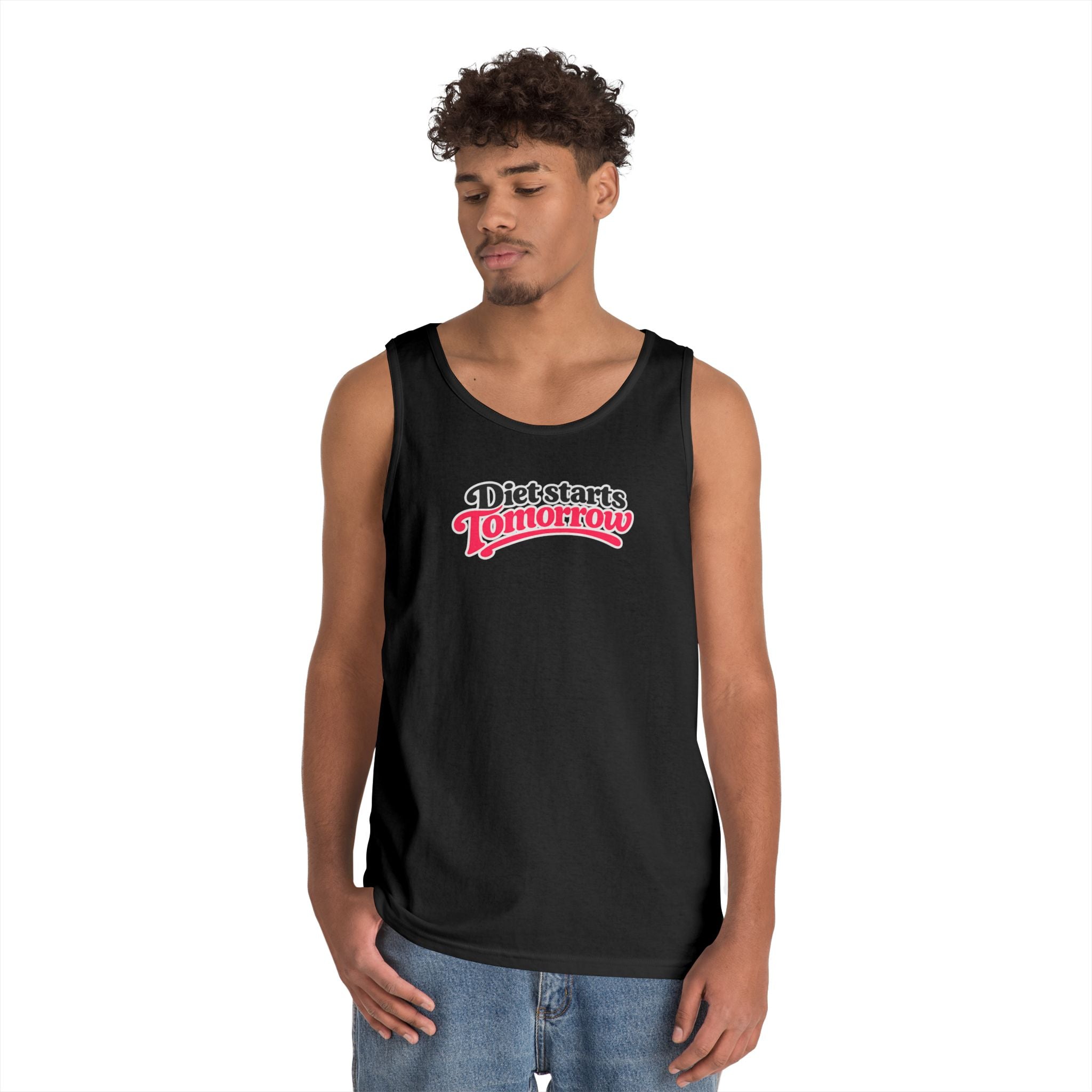 Diet Starts Tomorrow Tank Top — Funny Retro Script Fitness Tee