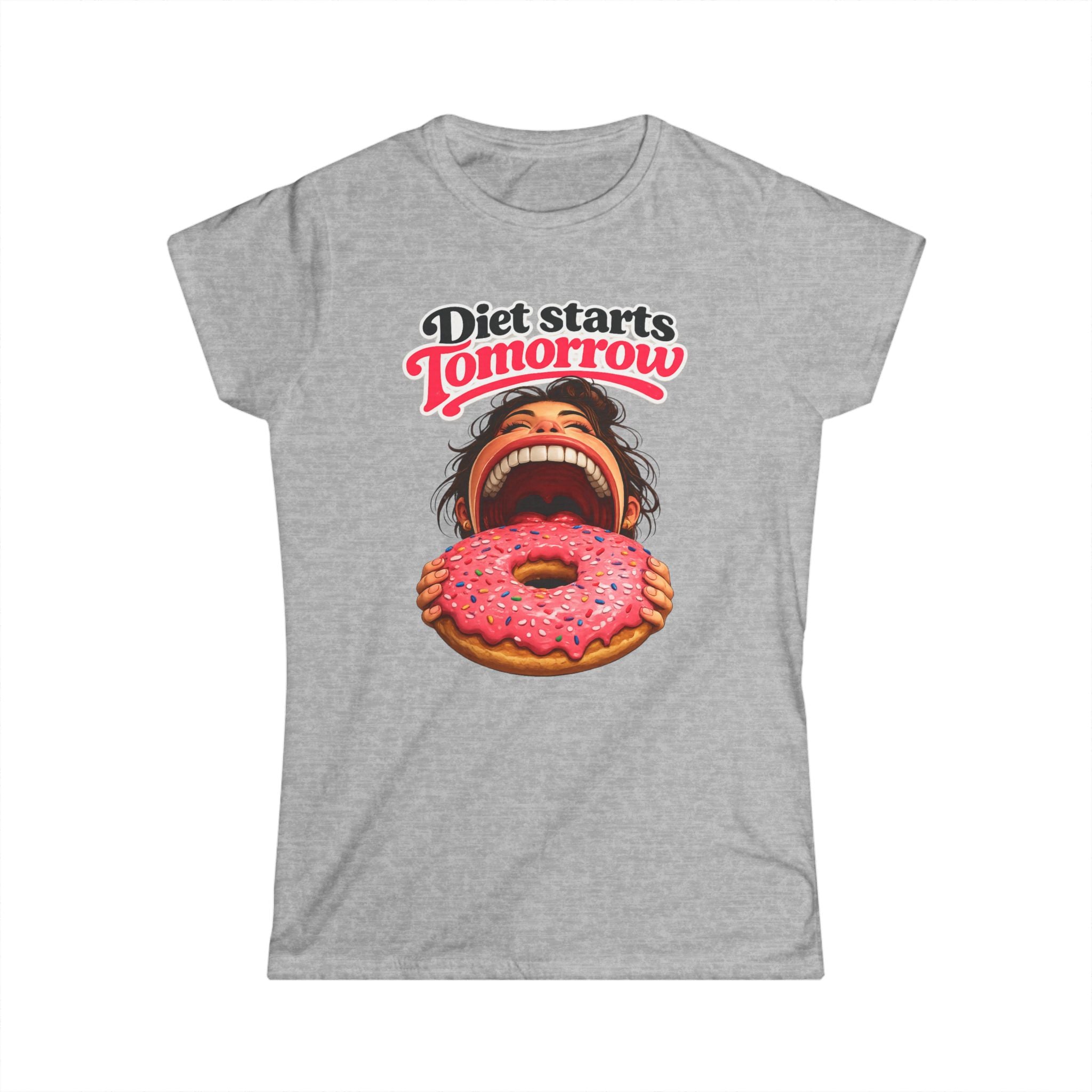 Diet Starts Tomorrow (W) T‑Shirt — Funny Donut Graphic Tee for Women