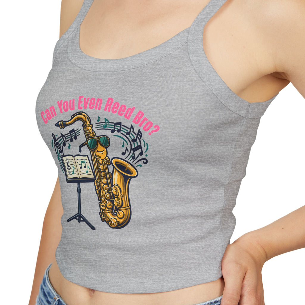 Saxophone Jazz Crop Tank — "Can You Even Reed Bro?" (W) - Music Lover Gift