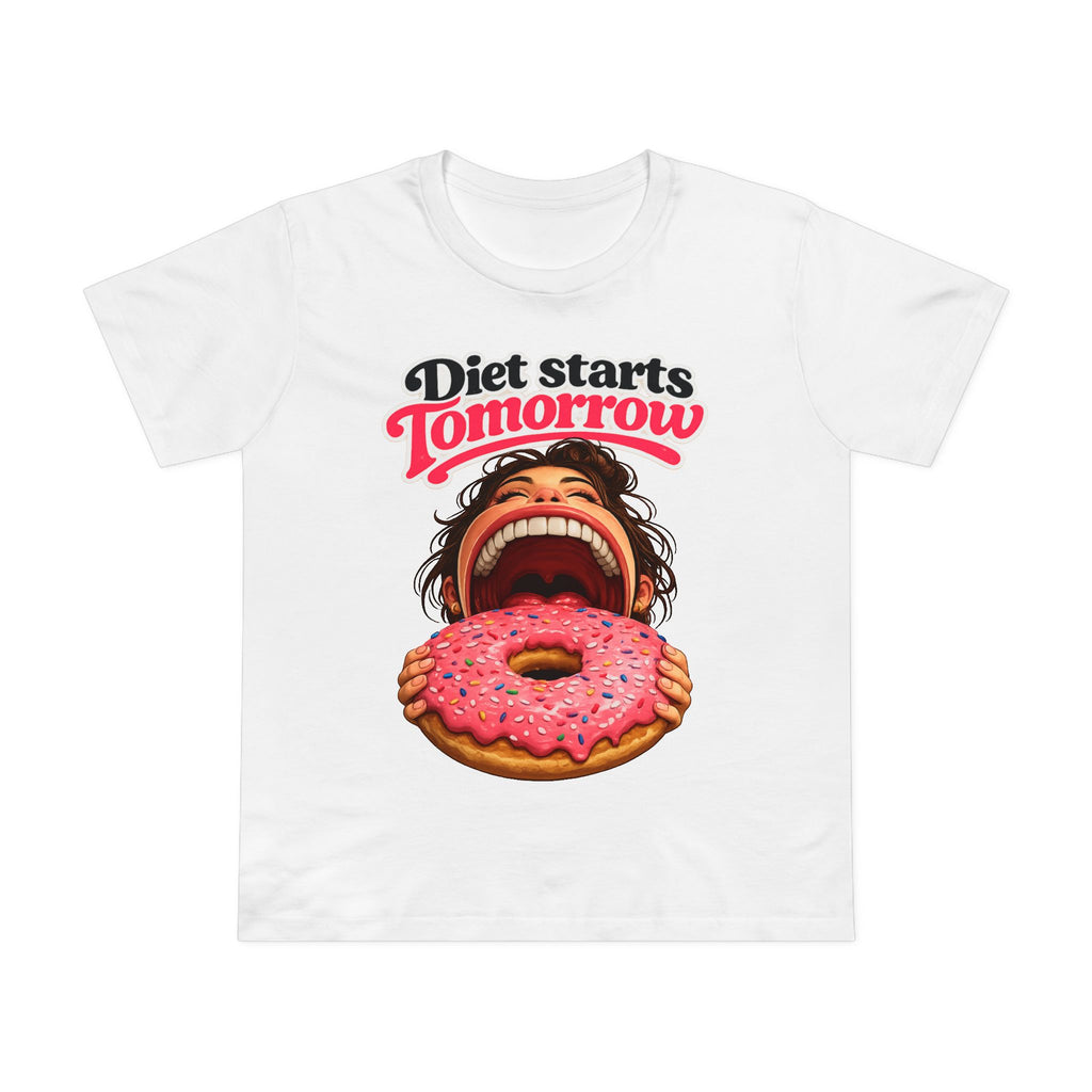 Diet Starts Tomorrow Women’s Tee — Funny Donut Graphic Shirt