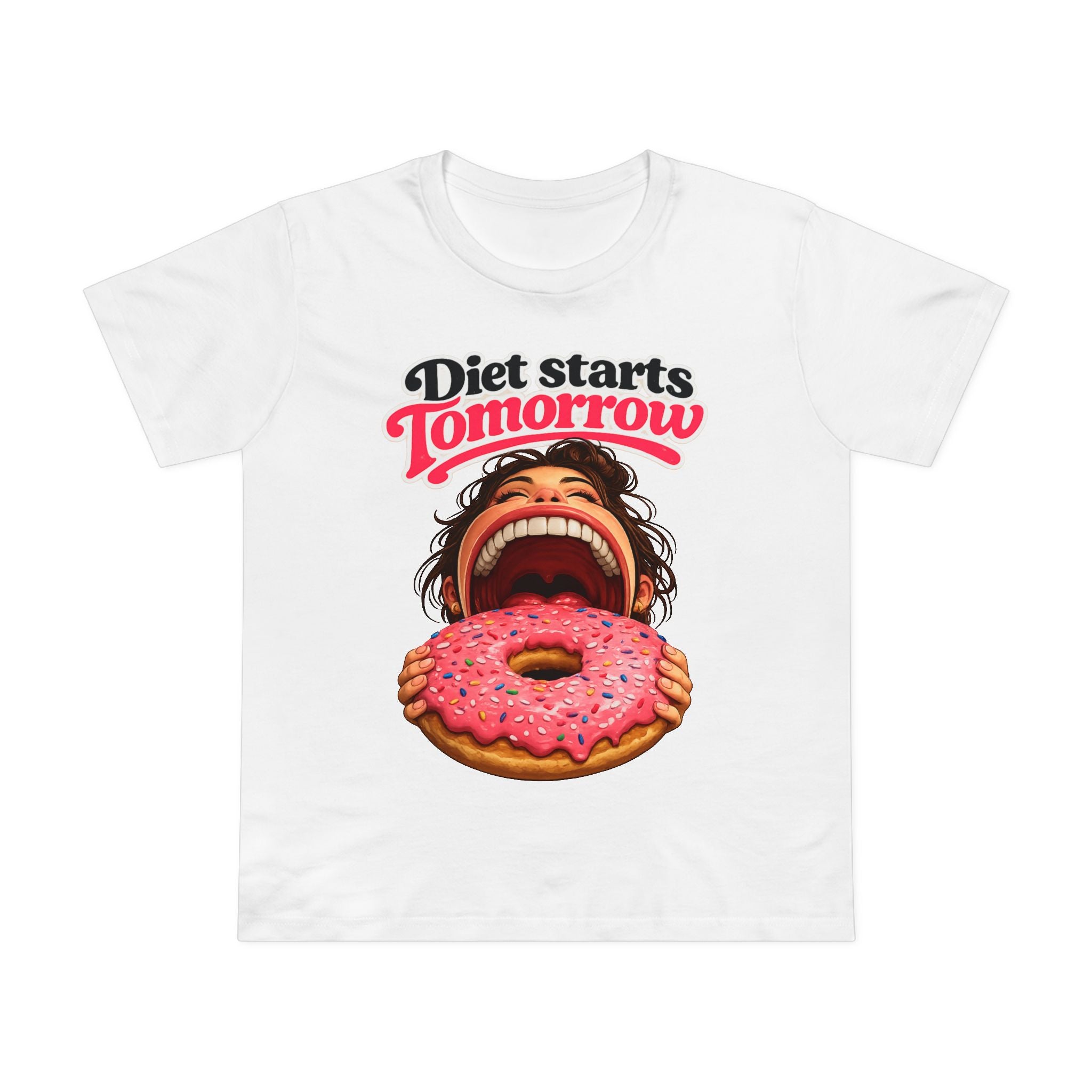 Diet Starts Tomorrow Women’s Tee — Funny Donut Graphic Shirt