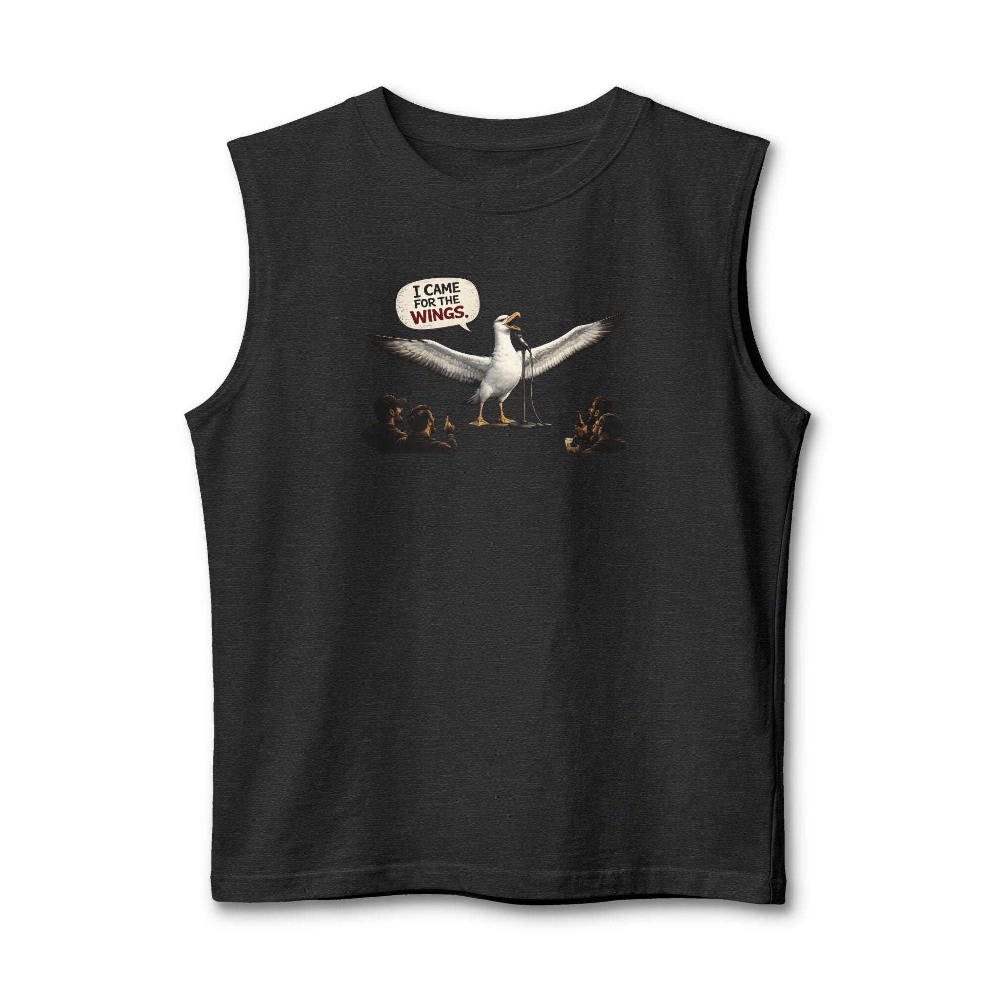 Albatross Humor Muscle Tank – “I Came For The Wings” Graphic Tank Top
