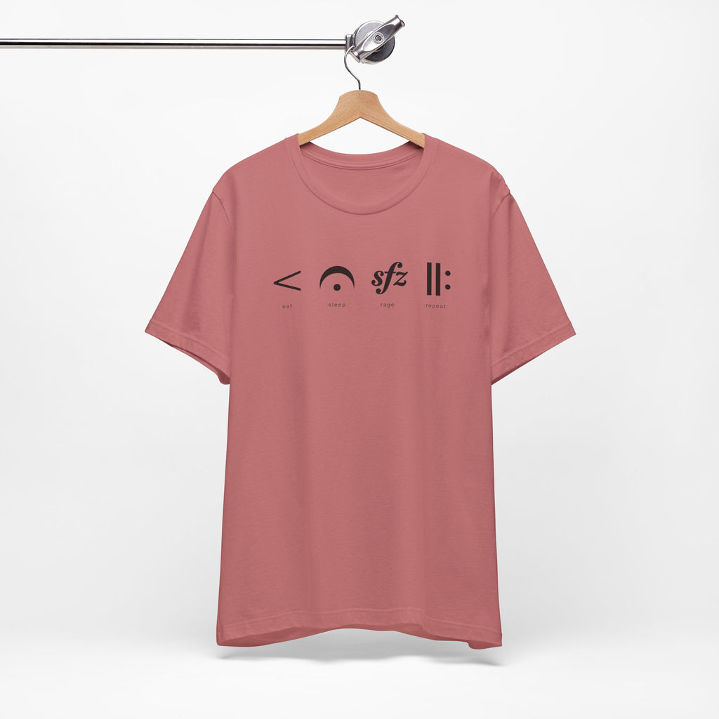 Eat, Sleep, Rage, Repeat Music Tee — Musical Symbols Graphic T-Shirt